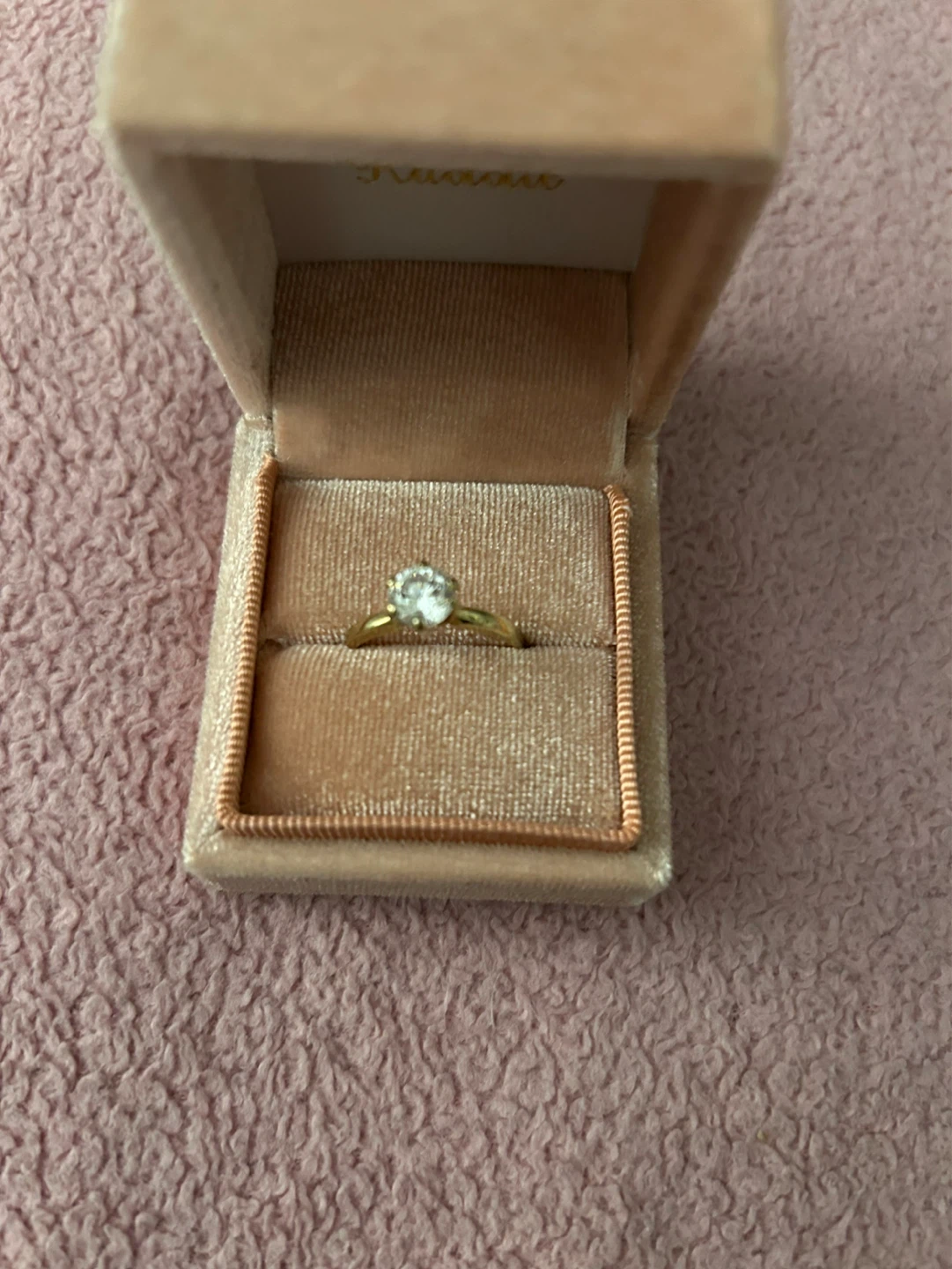 Gold Diamond Ring with Velvet Box