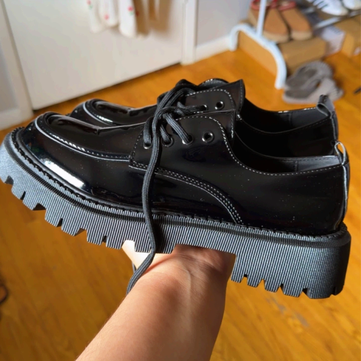 Black Platform Oxford Shoes - Size 41