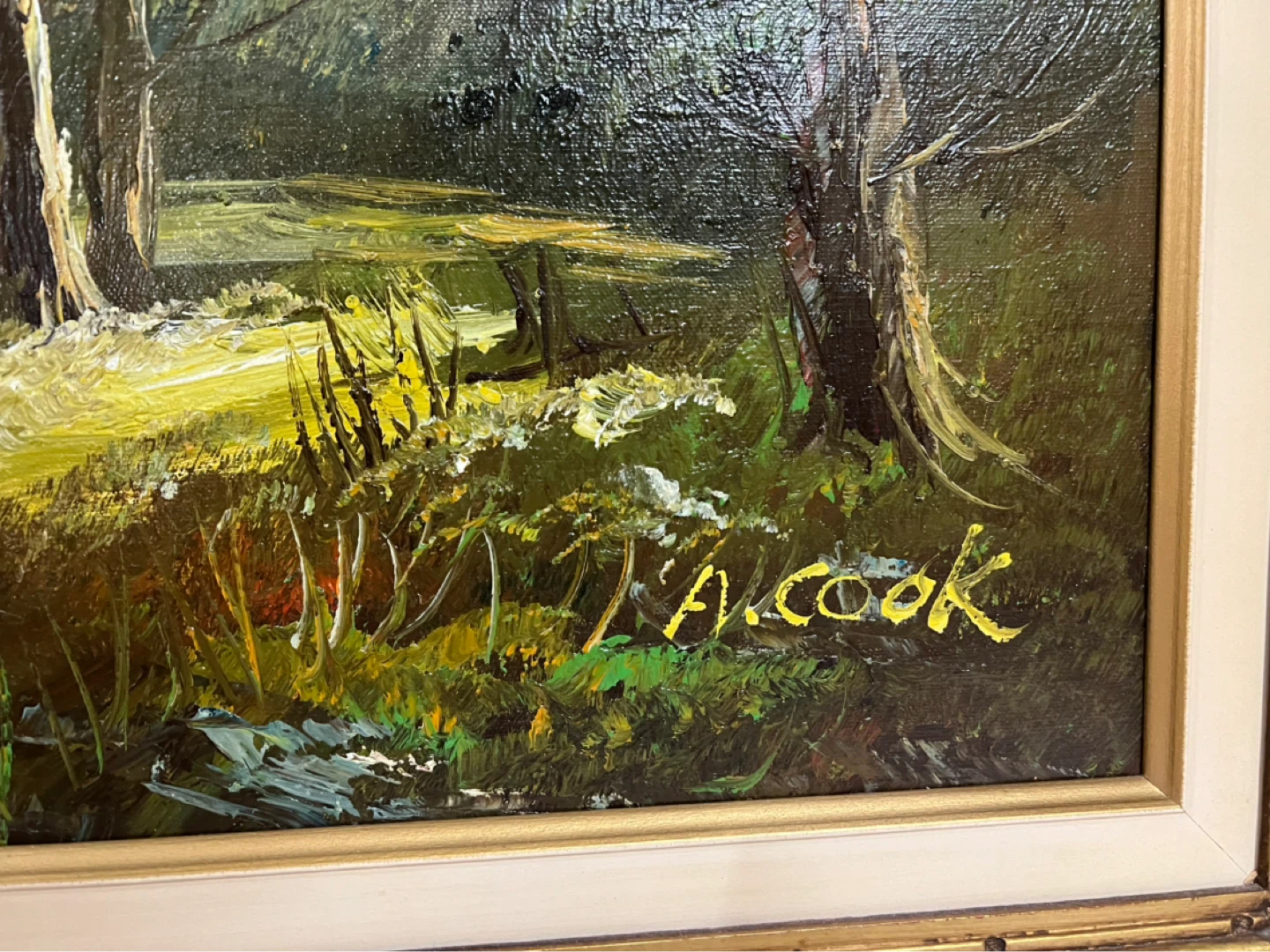Vintage Framed Landscape Painting by T. Cook - photo 2