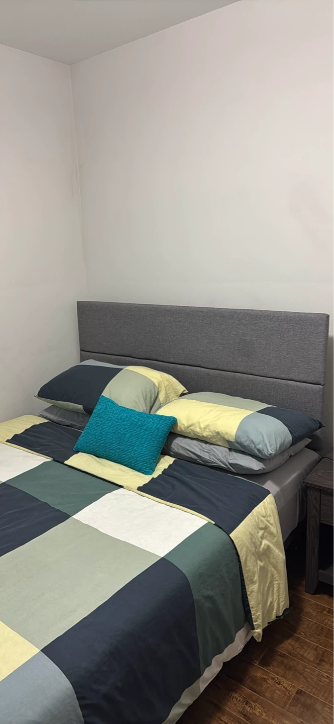 Grey Upholstered Queen Bed Frame with Headboard