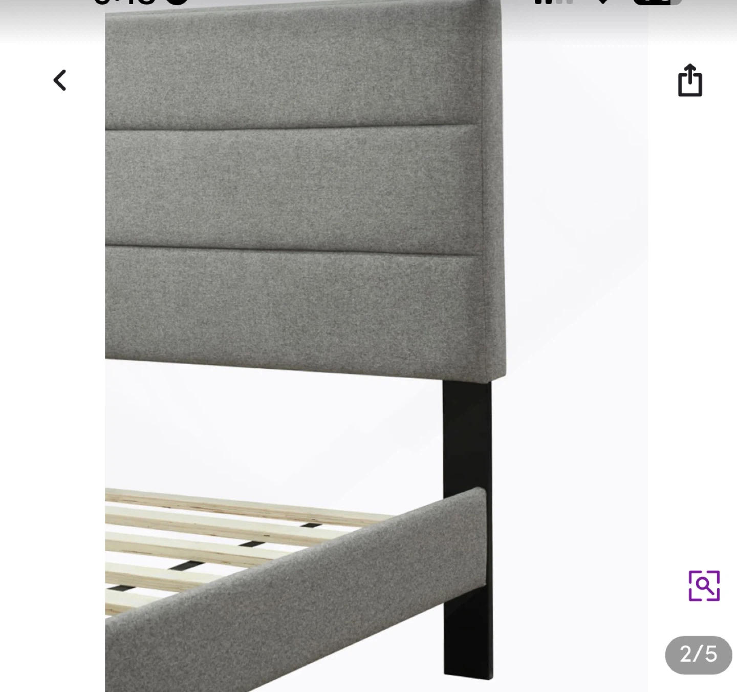 Grey Upholstered Queen Bed Frame with Headboard - photo 4