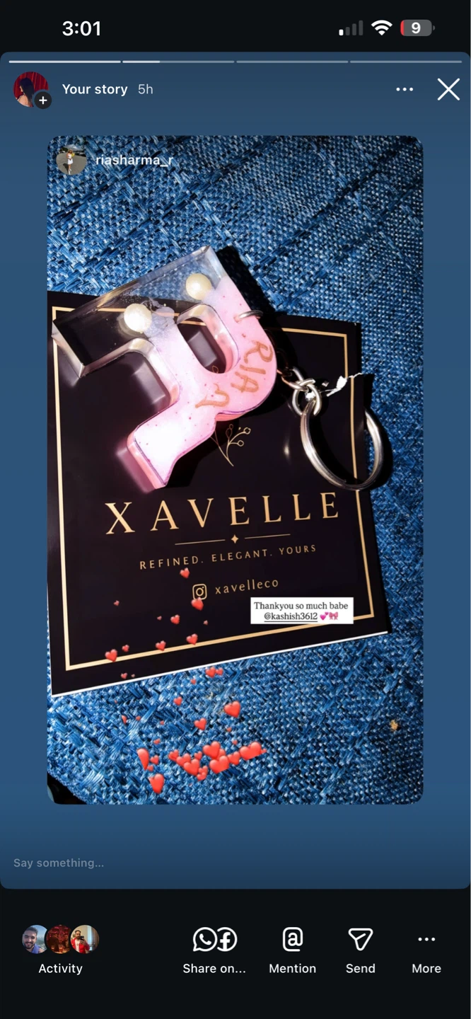 Xavelle Pink Letter custom Keychain