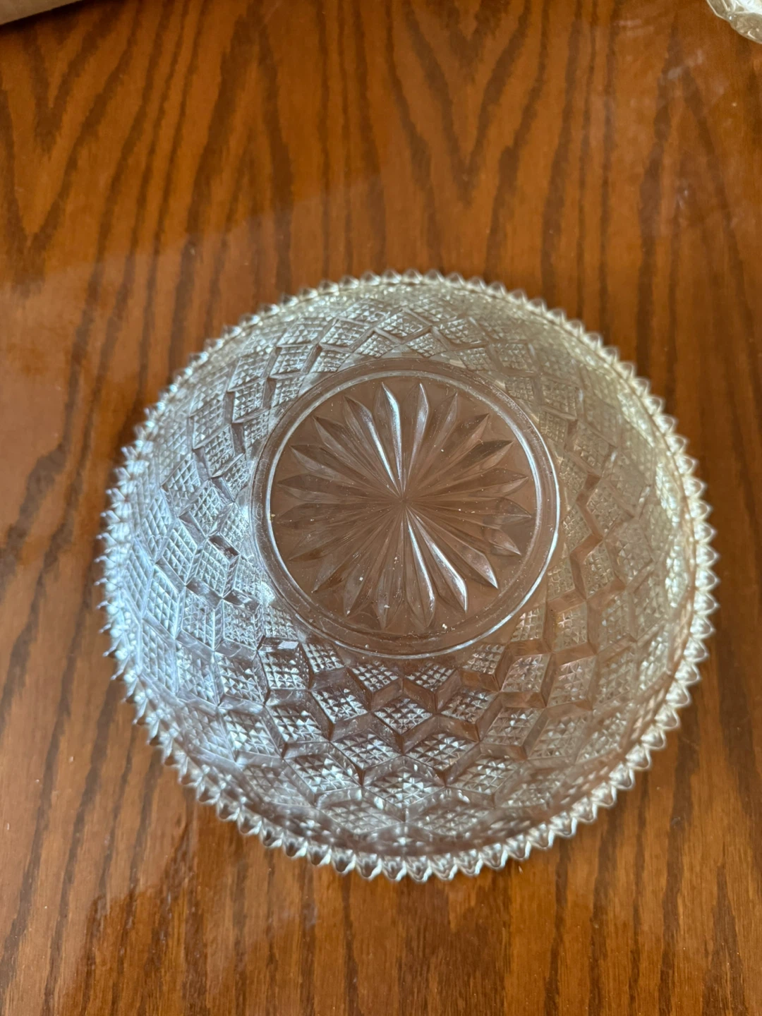 Vintage Clear Glass Serving Bowl with Embossed Pattern - photo 2