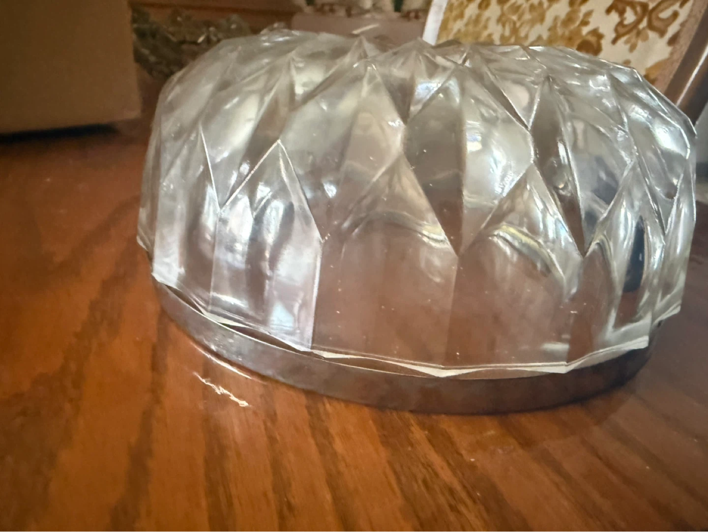 Glass serving dish with silver rim - photo 3