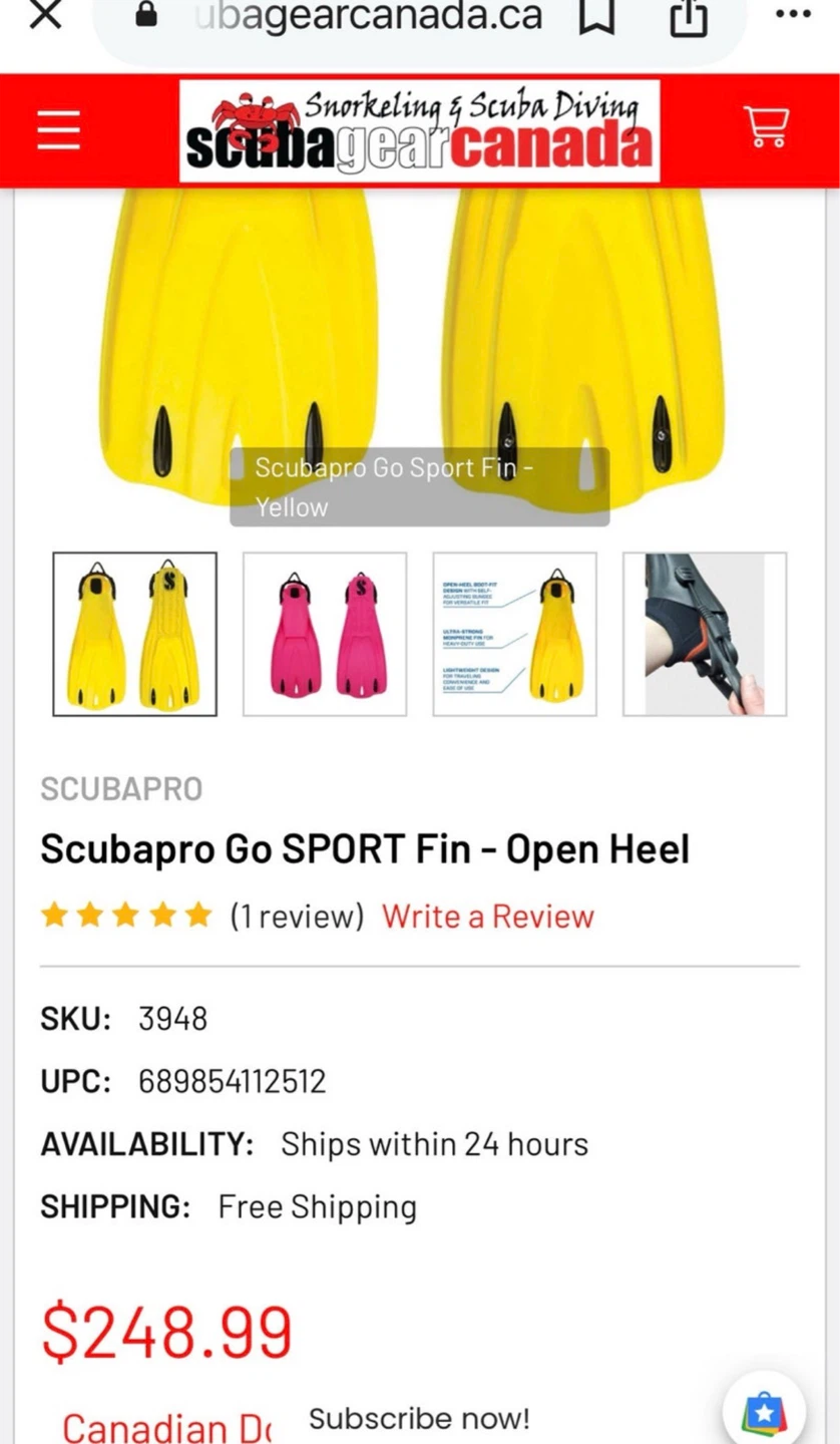 ART Scuba Diving Fins - Yellow - photo 3