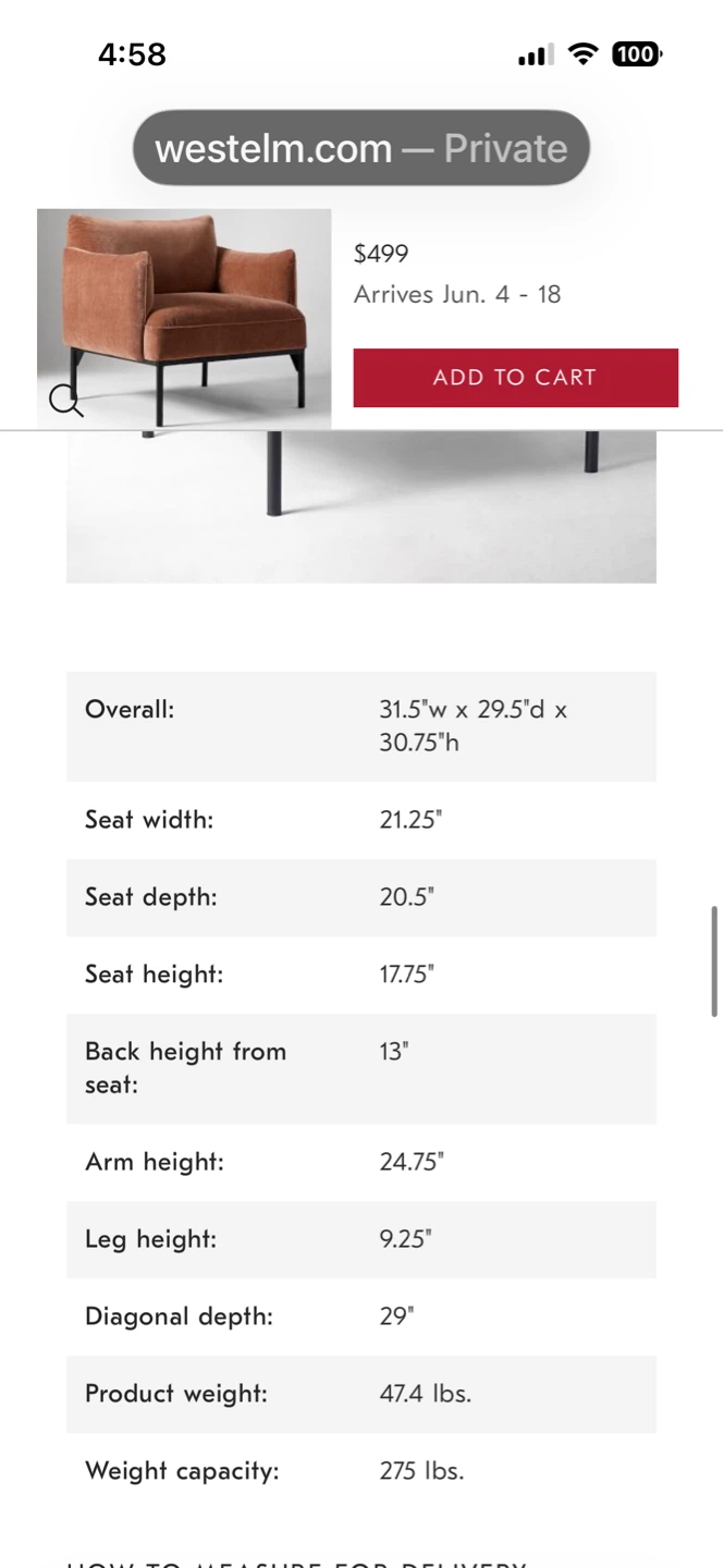 West Elm Penn Chair - Olive Green - photo 3