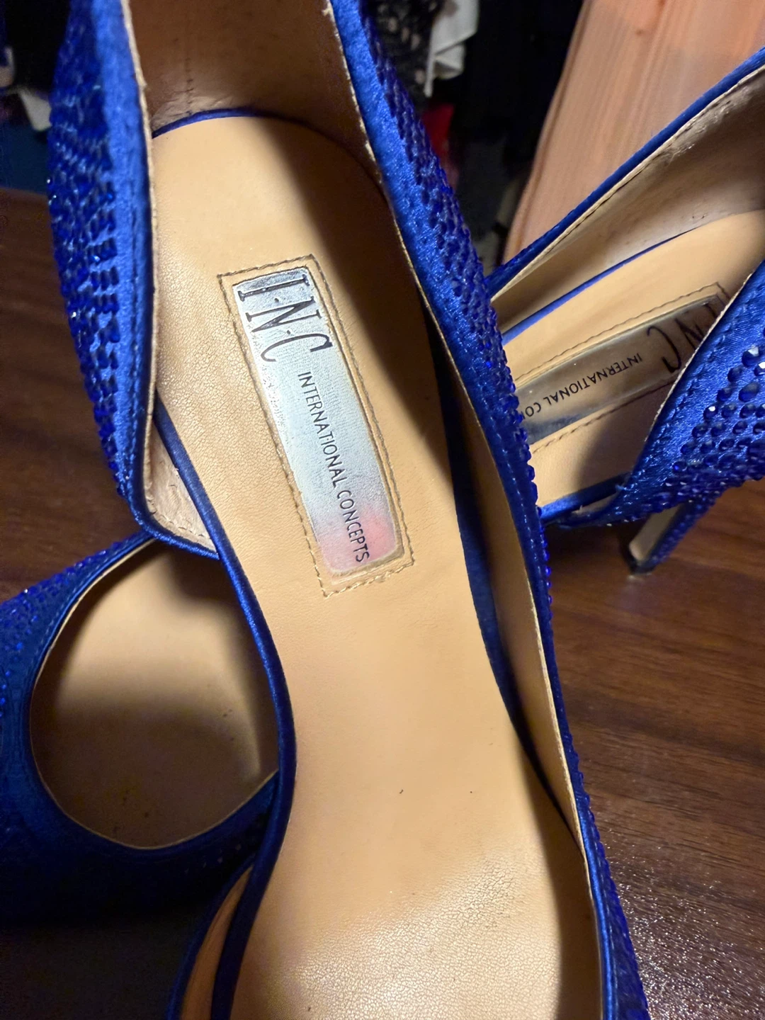 INC International Concepts Blue Rhinestone Heels Size 8M - photo 2