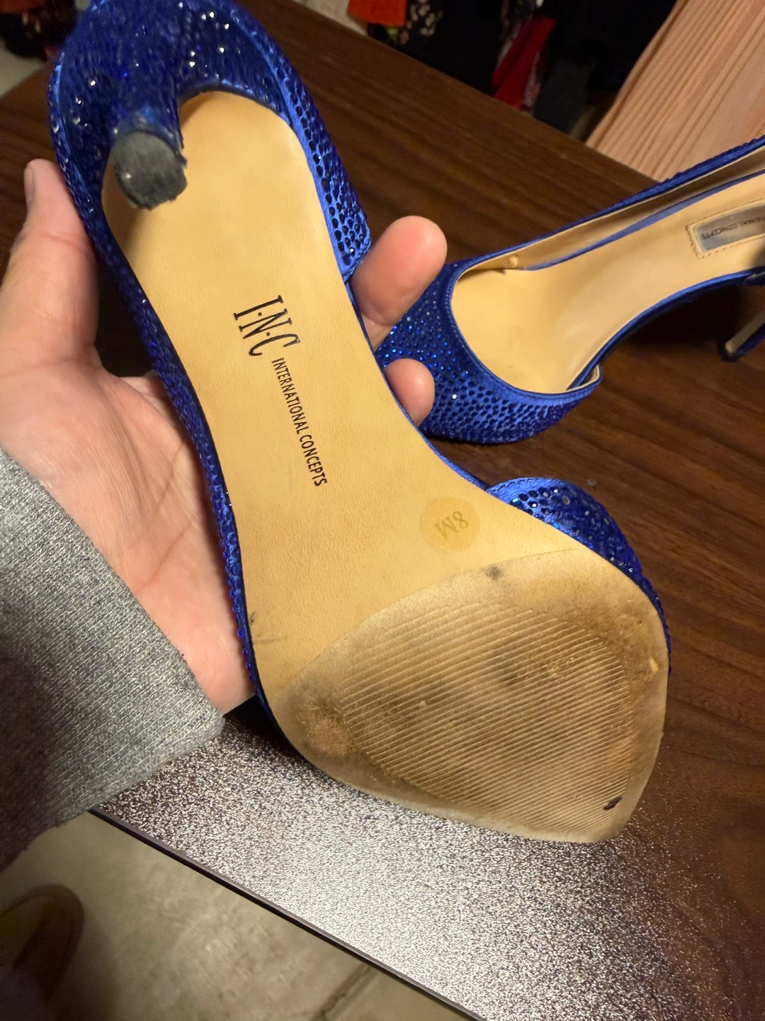 INC International Concepts Blue Rhinestone Heels Size 8M - photo 3