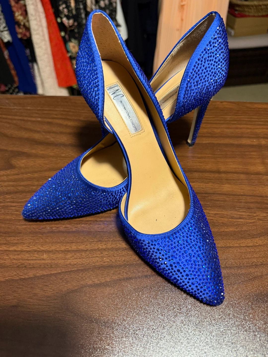 INC International Concepts Blue Rhinestone Heels Size 8M
