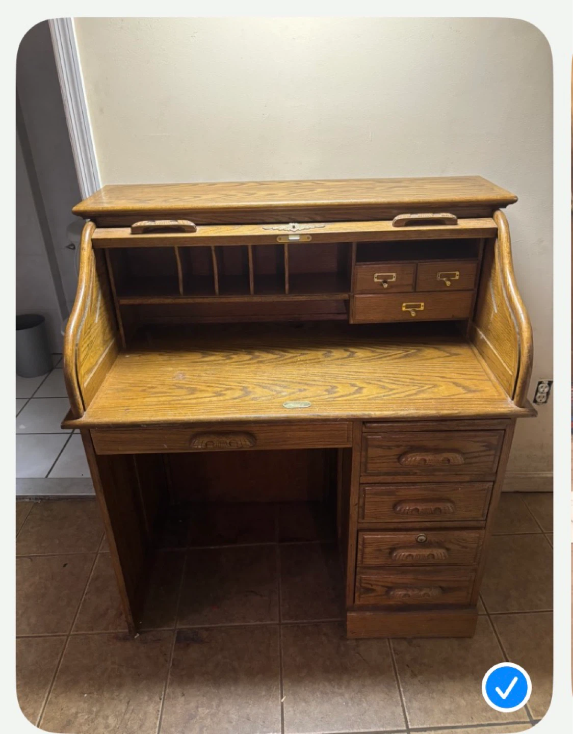 Vintage Oak Roll Top Desk