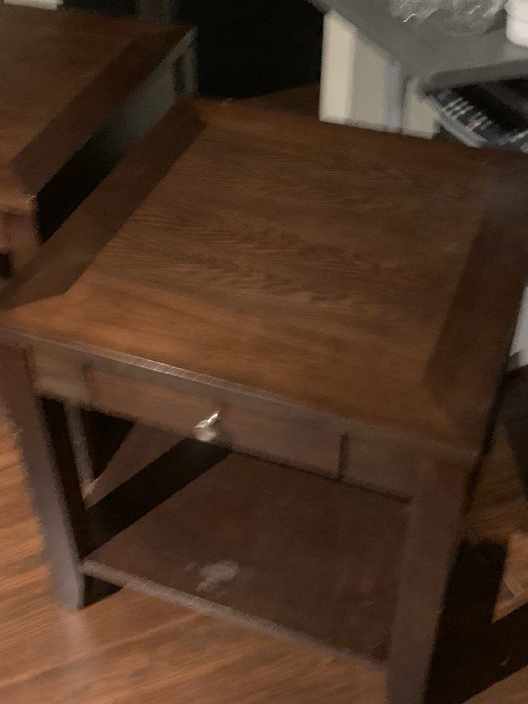 Dark Wood End Table with Drawer - photo 3