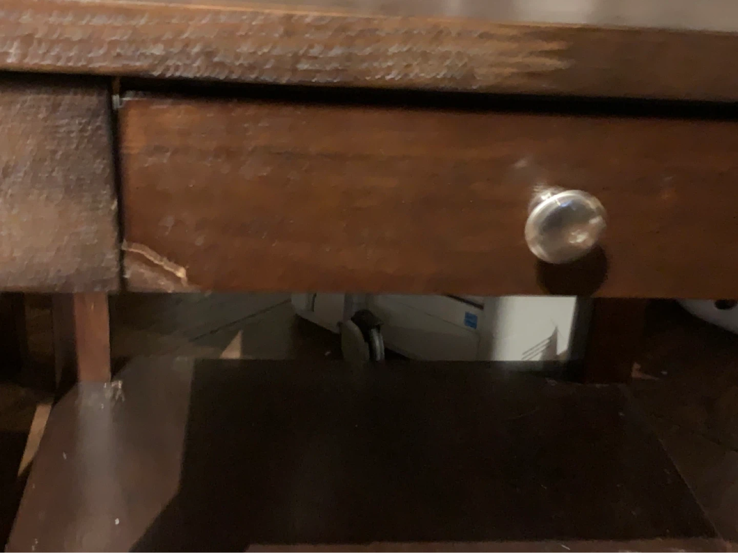 Dark Wood End Table with Drawer - photo 4