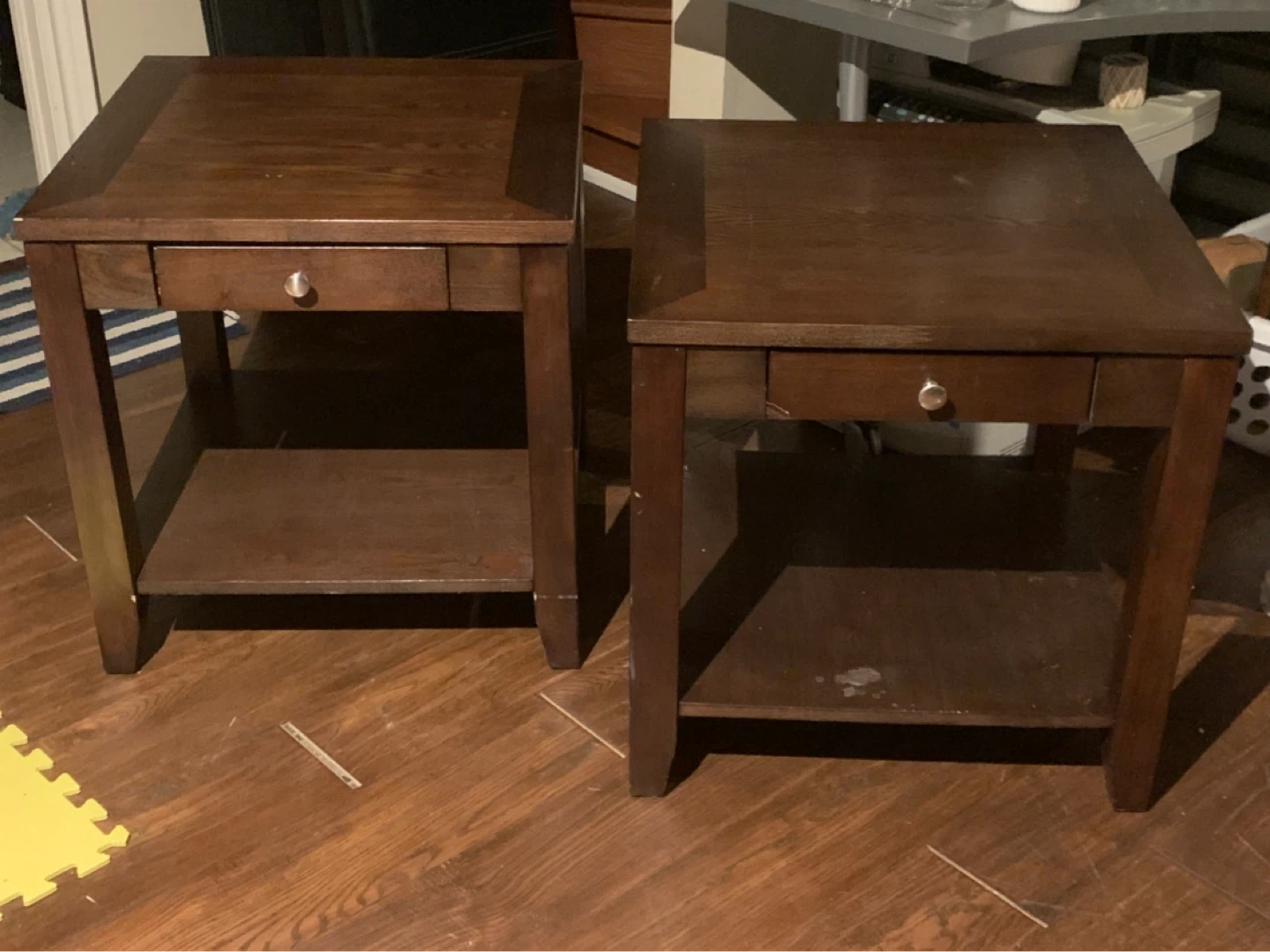 Dark Wood End Table with Drawer