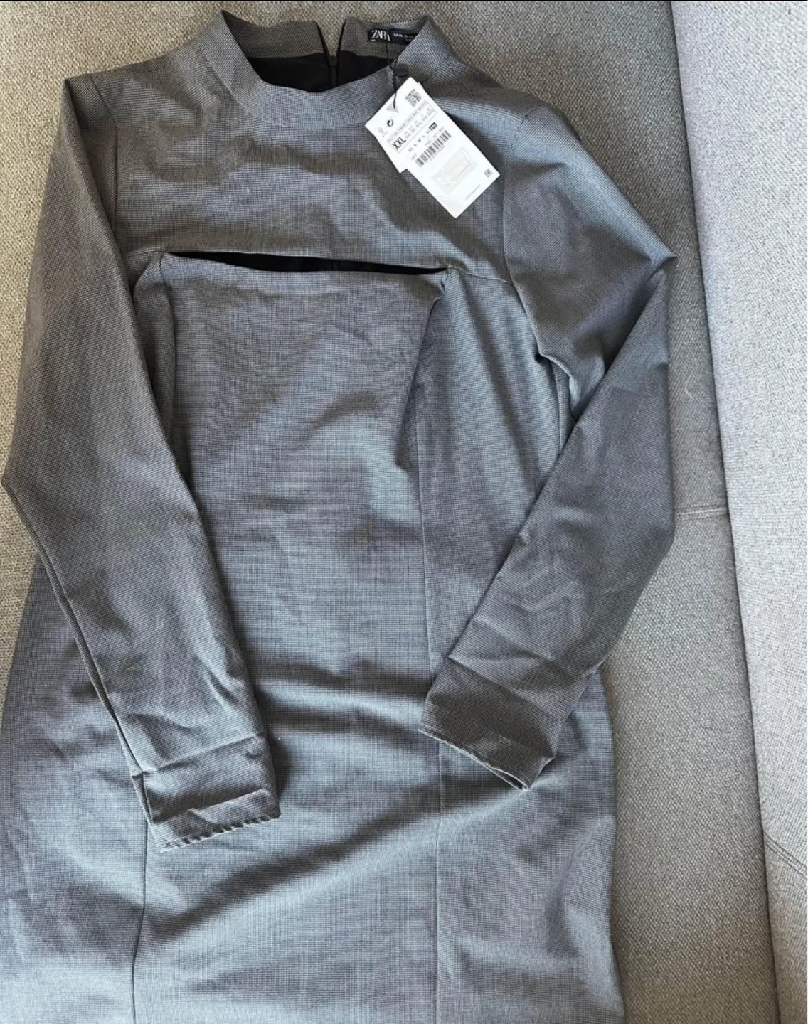 ZARA Grey Cutout Long Sleeve Mini Dress - XXL - photo 2