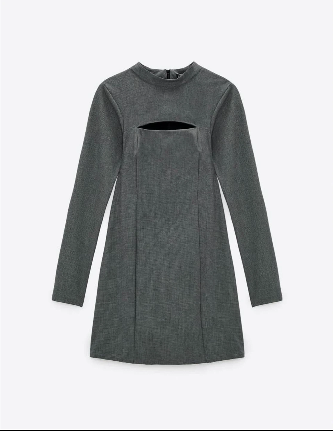 ZARA Grey Cutout Long Sleeve Mini Dress - XXL - photo 3