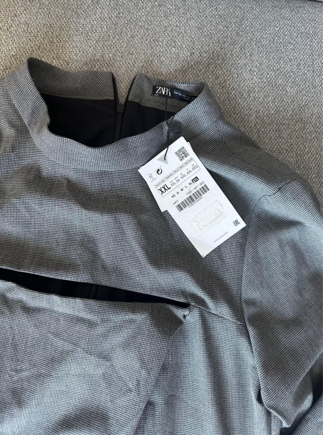 ZARA Grey Cutout Long Sleeve Mini Dress - XXL - photo 4