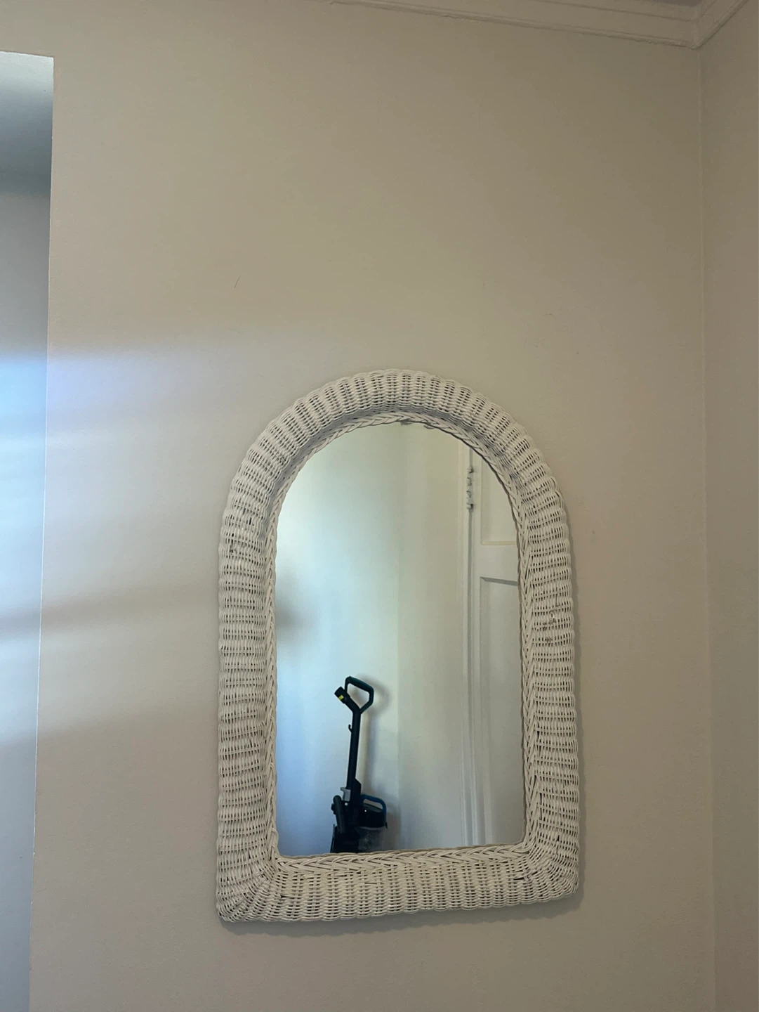 White Wicker Arch Mirror