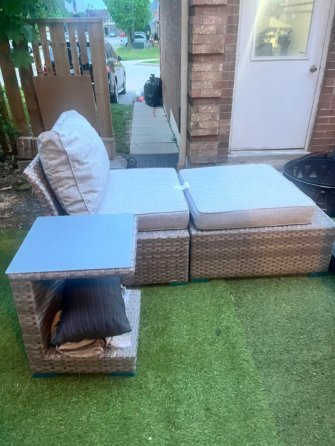 Wicker patio set with sofa and table - photo 4