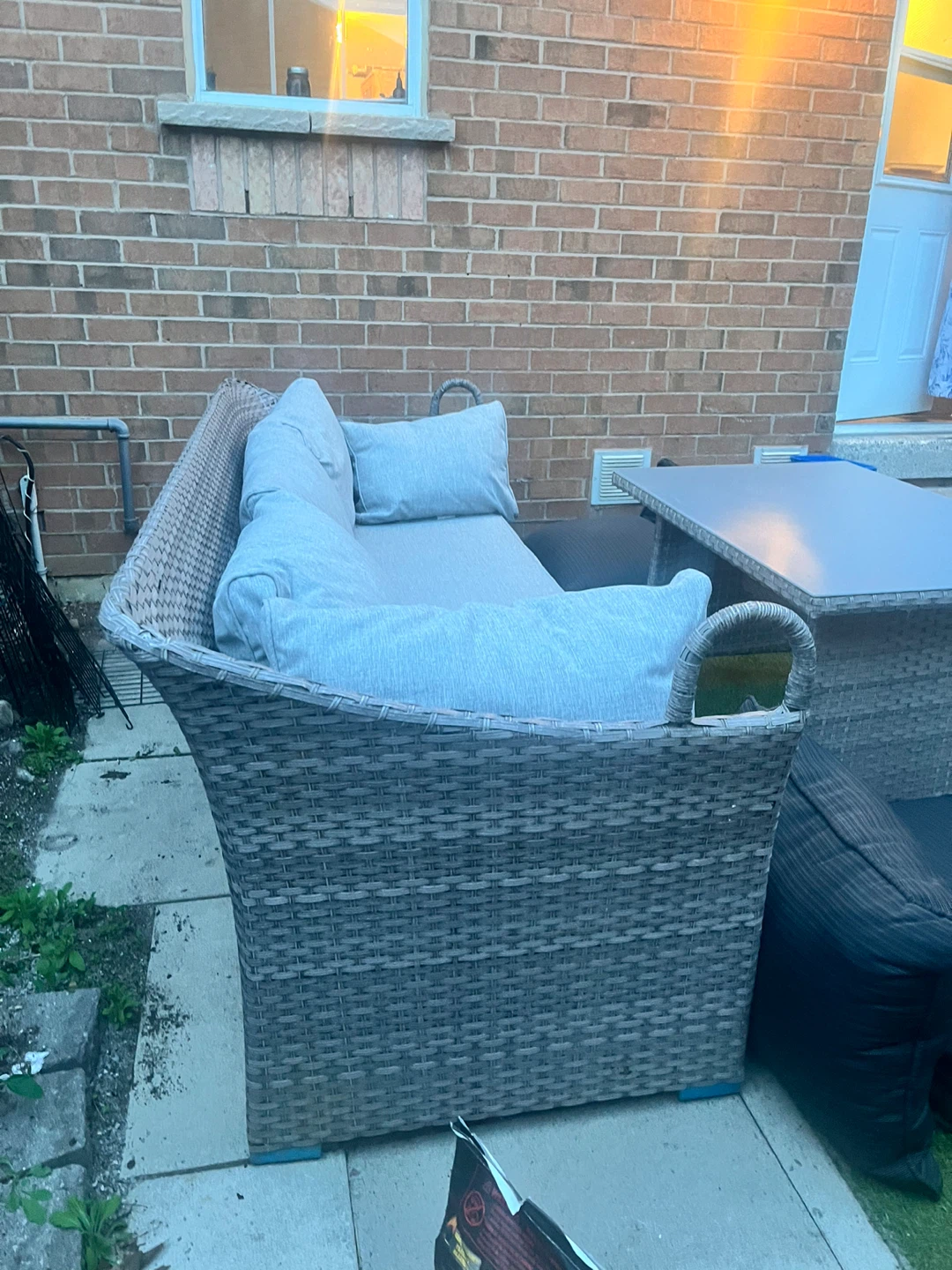 Wicker patio set with sofa and table - photo 5