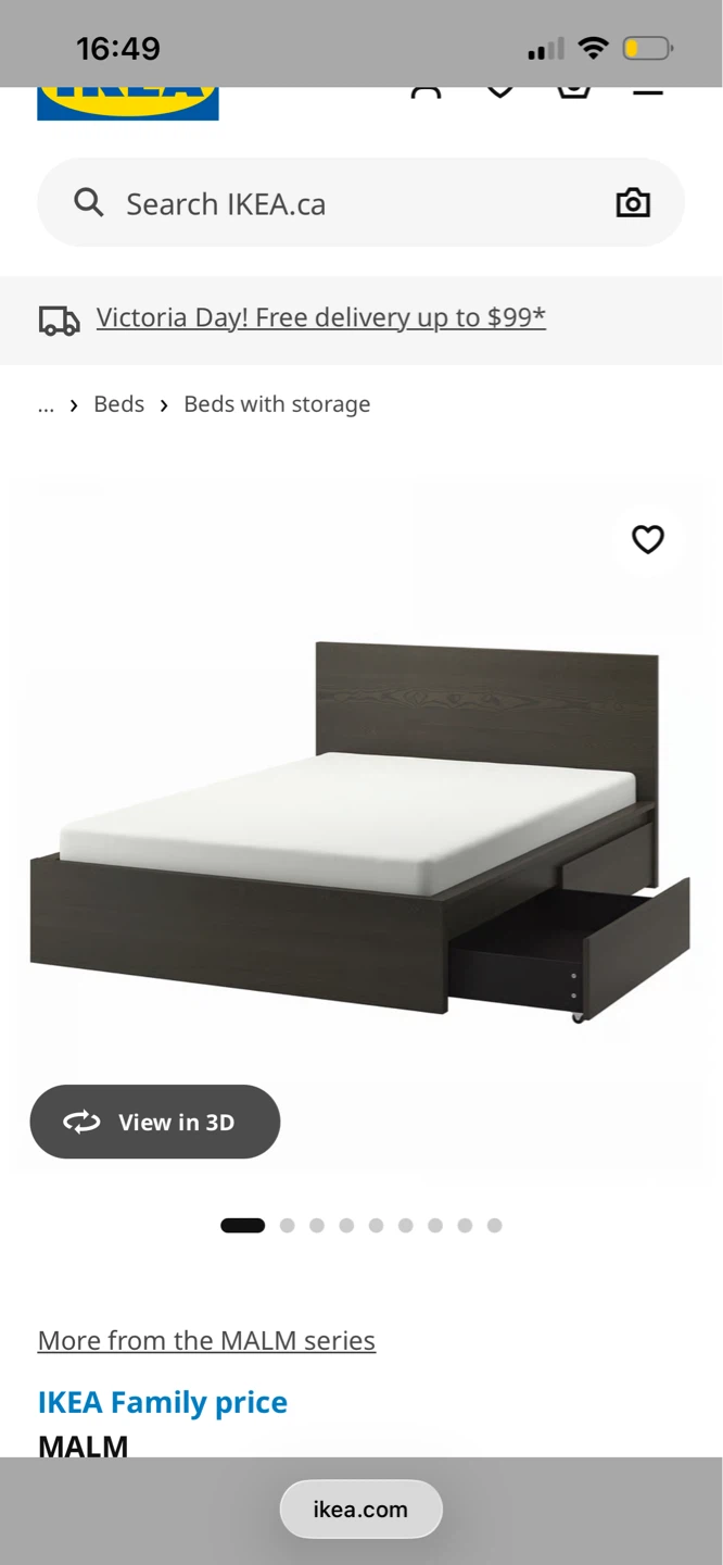 IKEA MALM Bed Frame with Storage Drawers - Dark Grey - photo 2