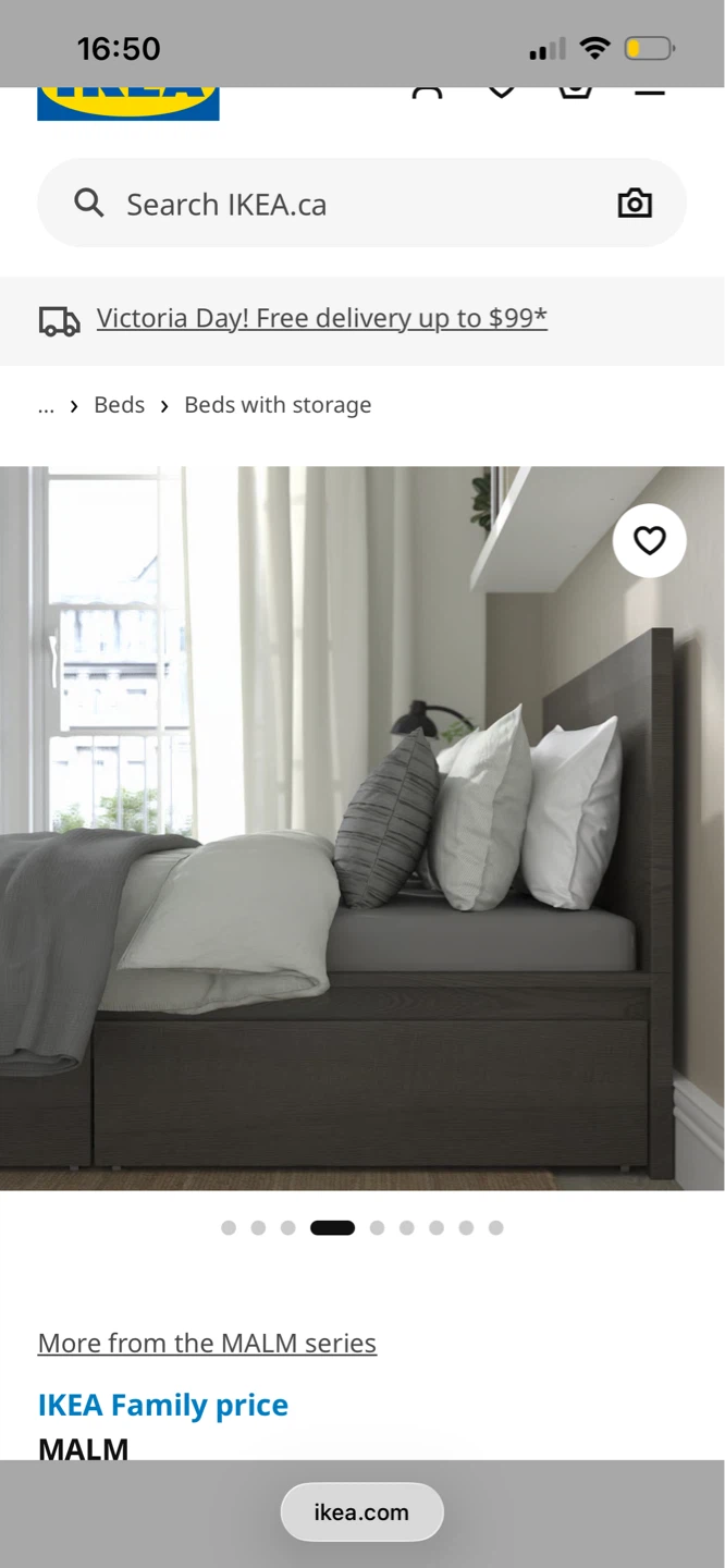 IKEA MALM Bed Frame with Storage Drawers - Dark Grey - photo 4