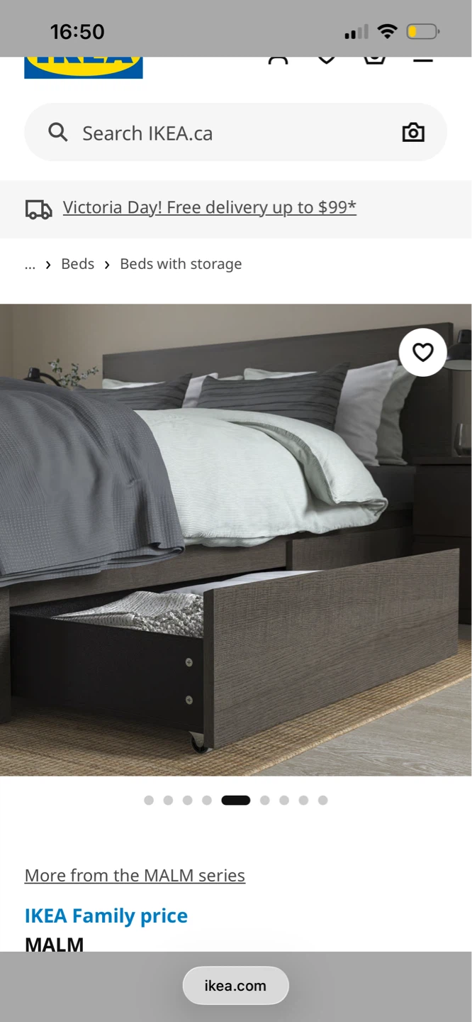 IKEA MALM Bed Frame with Storage Drawers - Dark Grey - photo 3