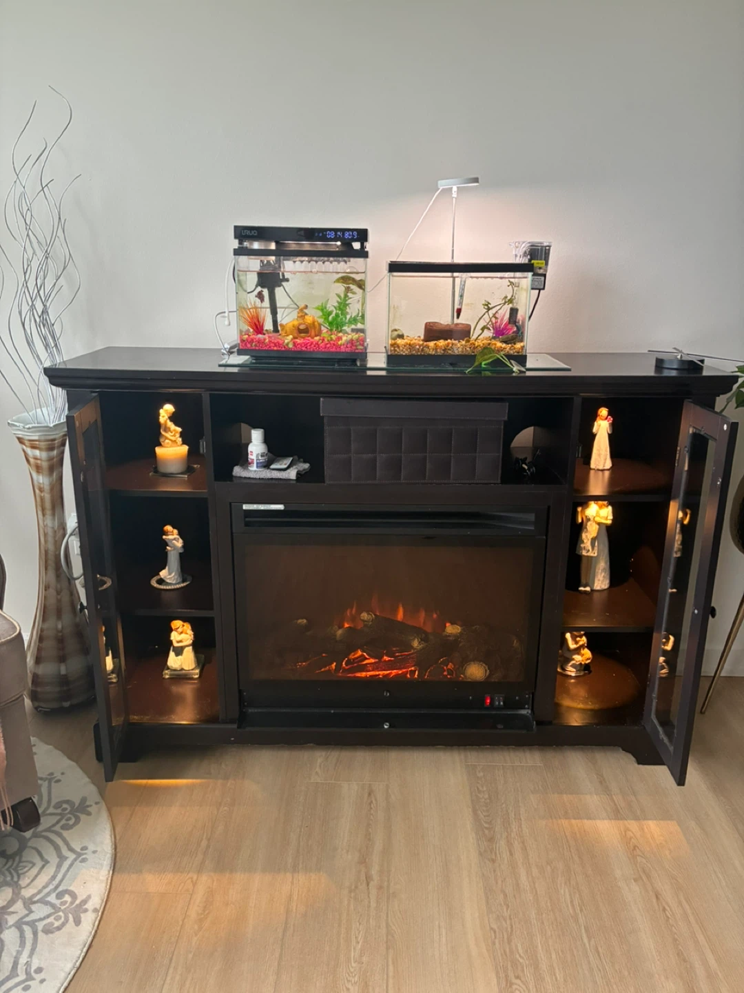 Dark Brown Electric Fireplace Entertainment Stand - photo 2