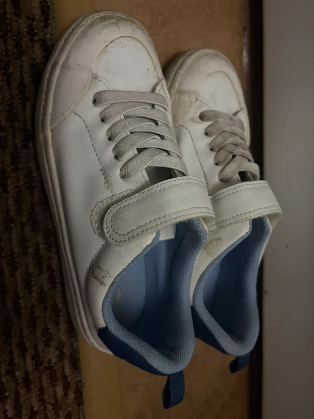 Kid White Leather Sneakers with Velcro Straps - photo 2
