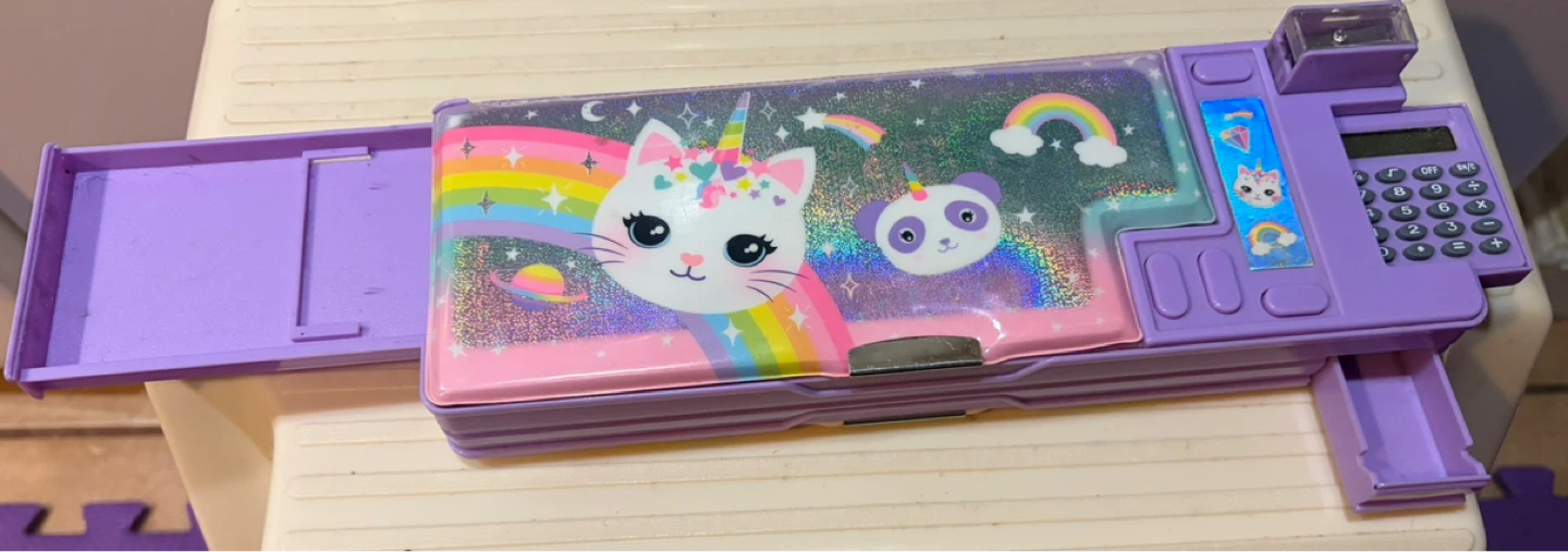 Purple Unicorn Cat & Panda Pencil Case with Calculator - photo 5