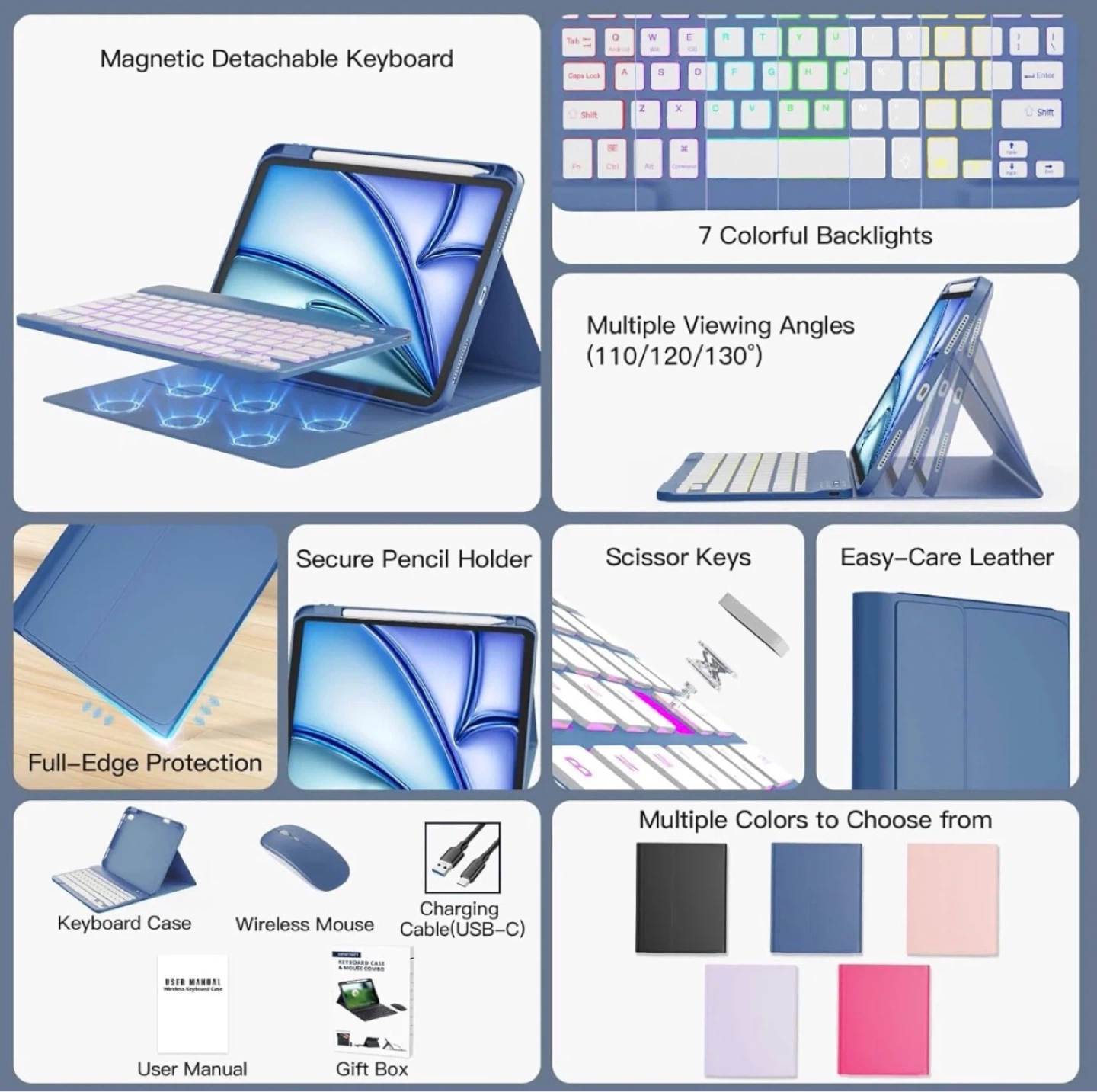 iPad Air 11” Case with Keyboard + Mouse M3/M2 (Blue) - photo 4