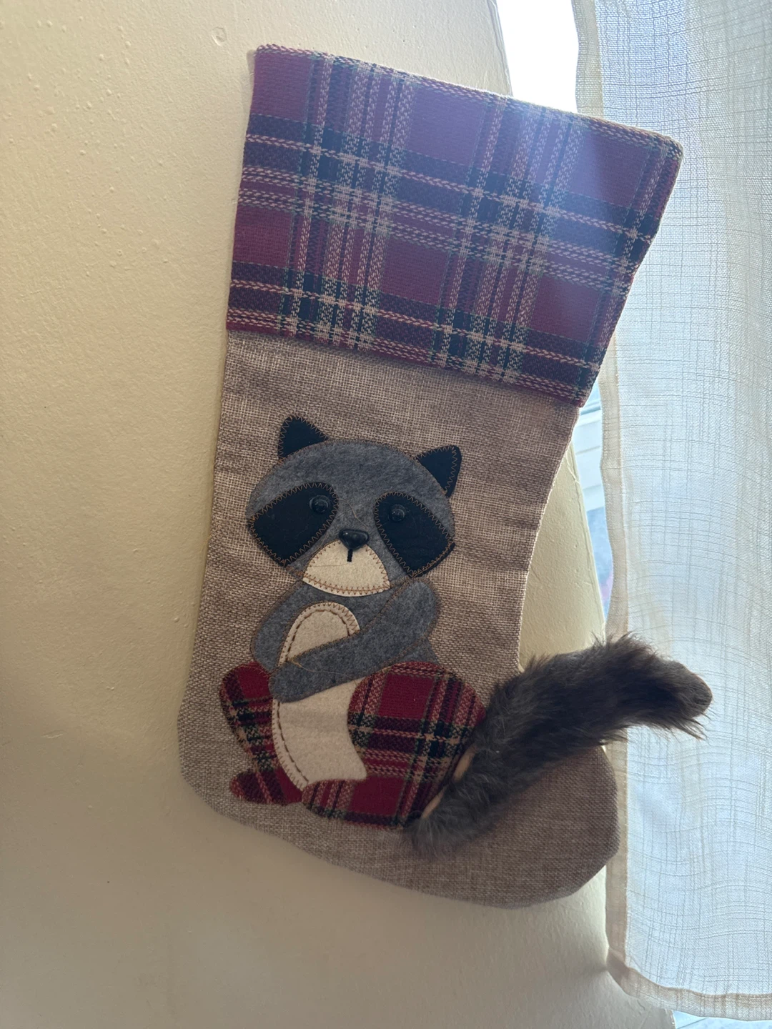 Plush Raccoon Christmas Stocking