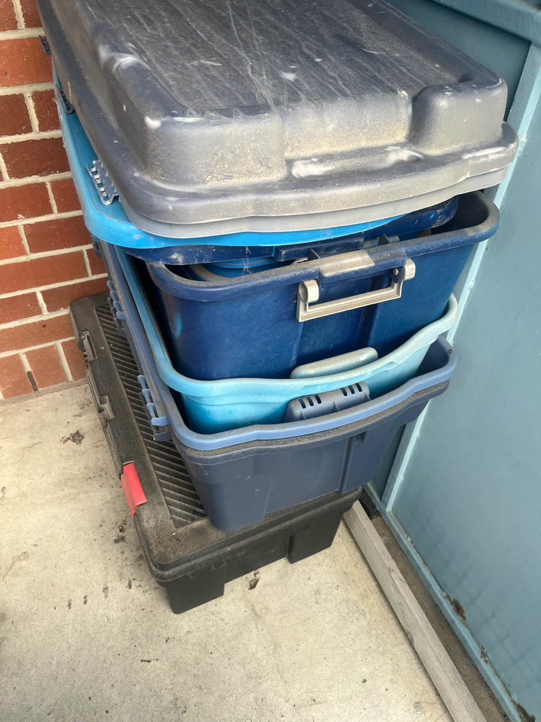 6 Blue Storage Bins with Lids - photo 2