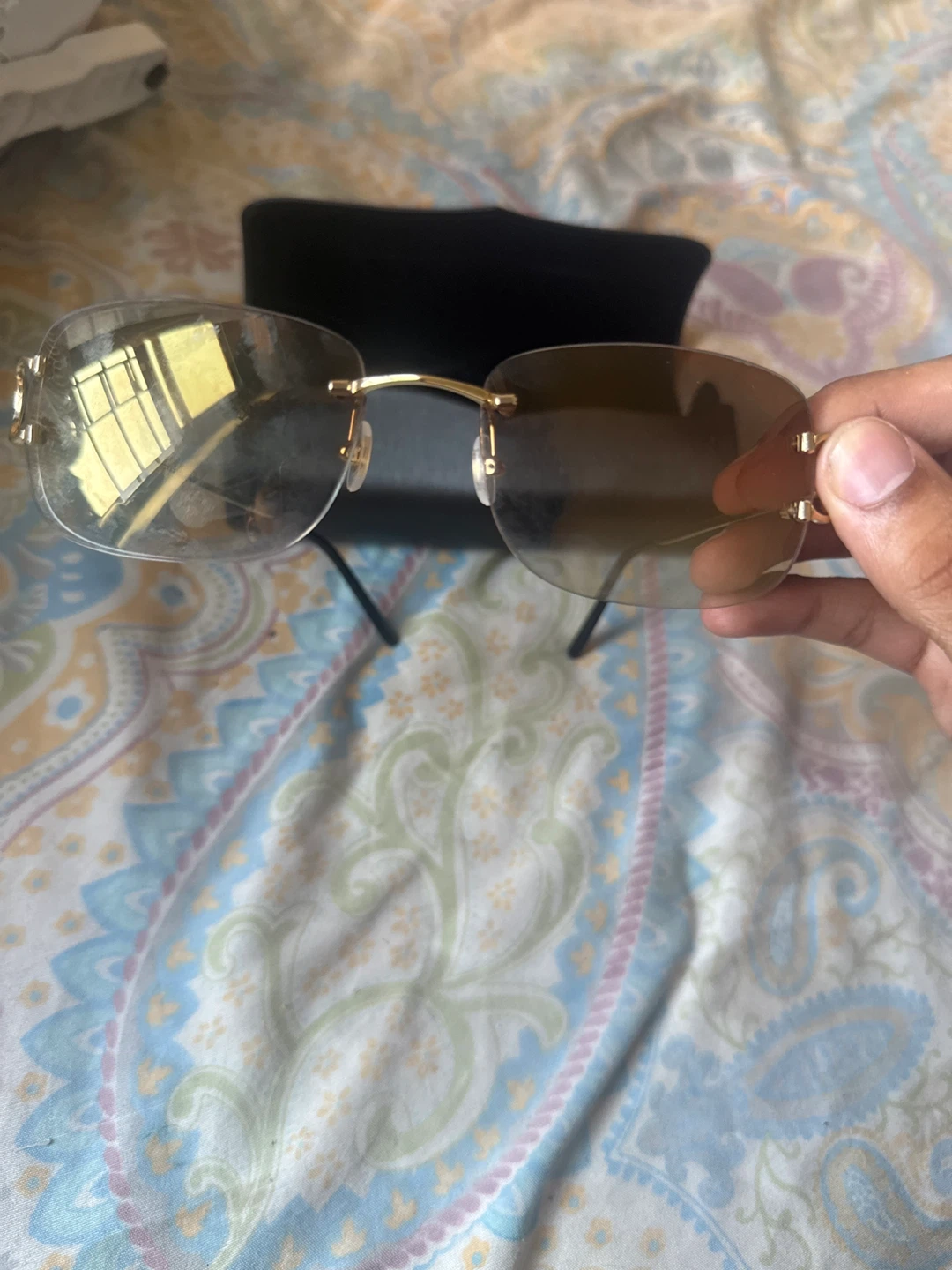 Cartier Gold Rimless Sunglasses with Case - photo 3