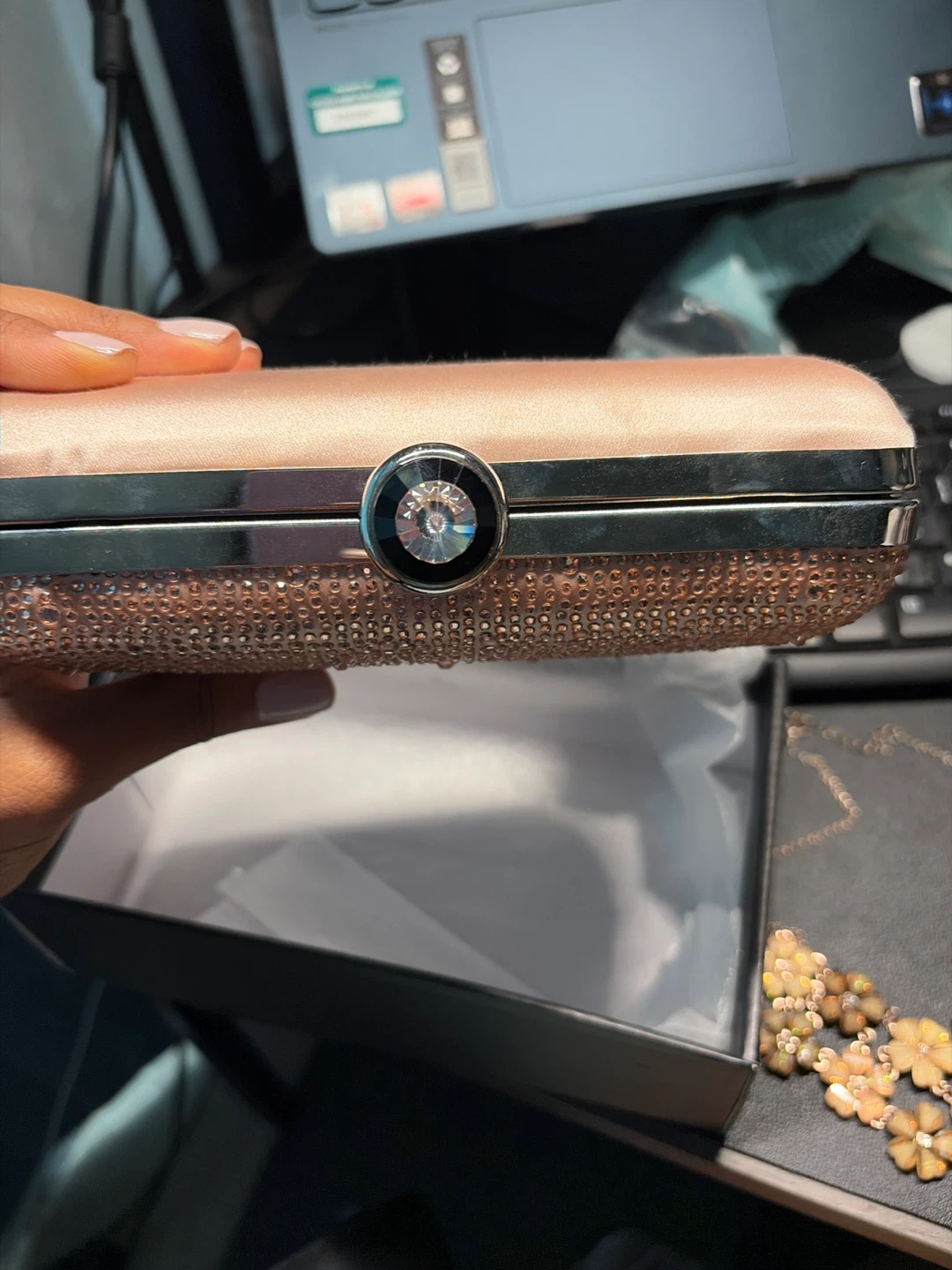 Rose Gold Rhinestone Clutch Evening Bag - photo 2