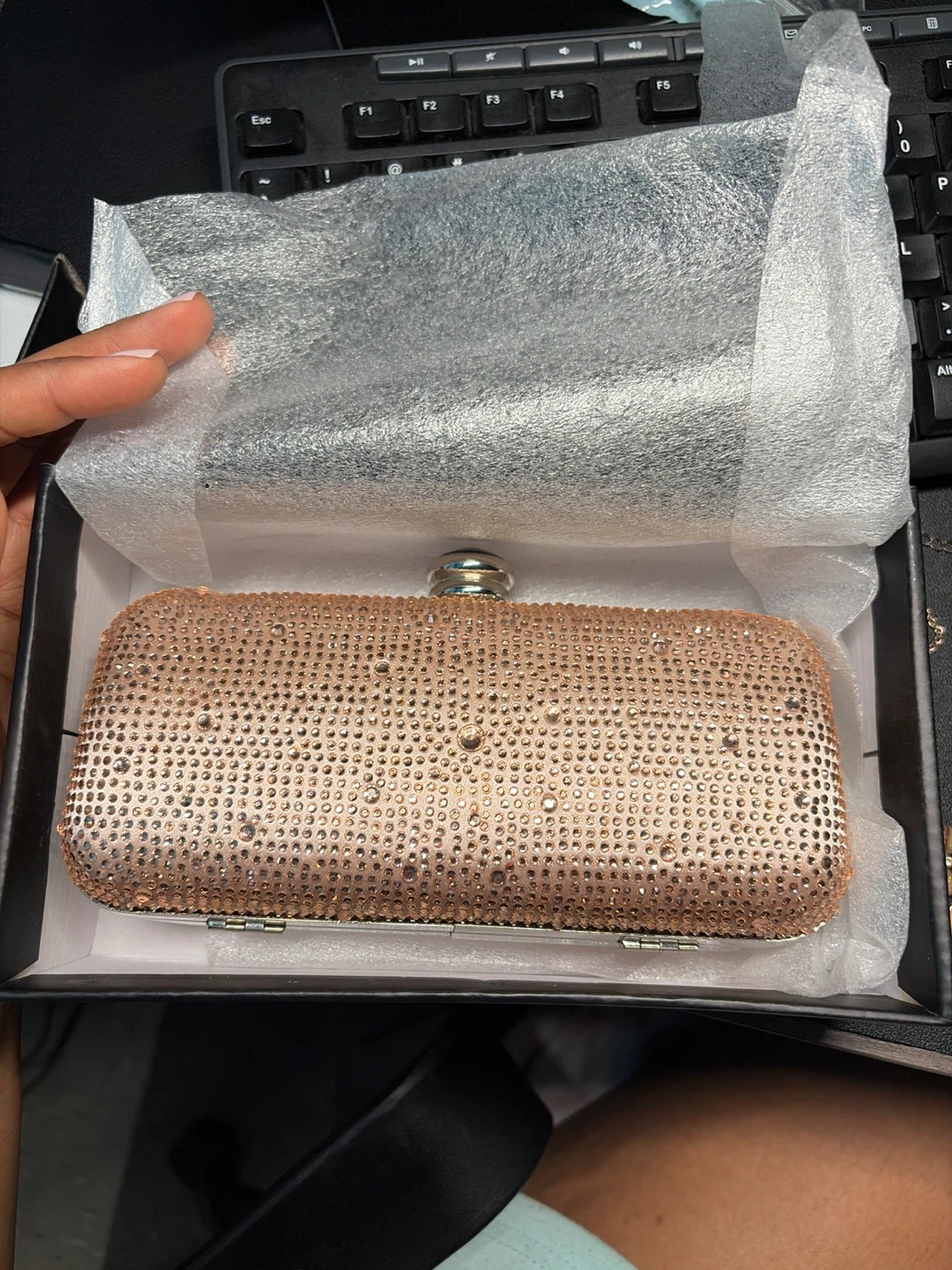 Rose Gold Rhinestone Clutch Evening Bag