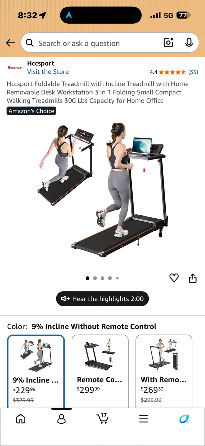 Hccsport Foldable Treadmill with Incline Desk Workstation