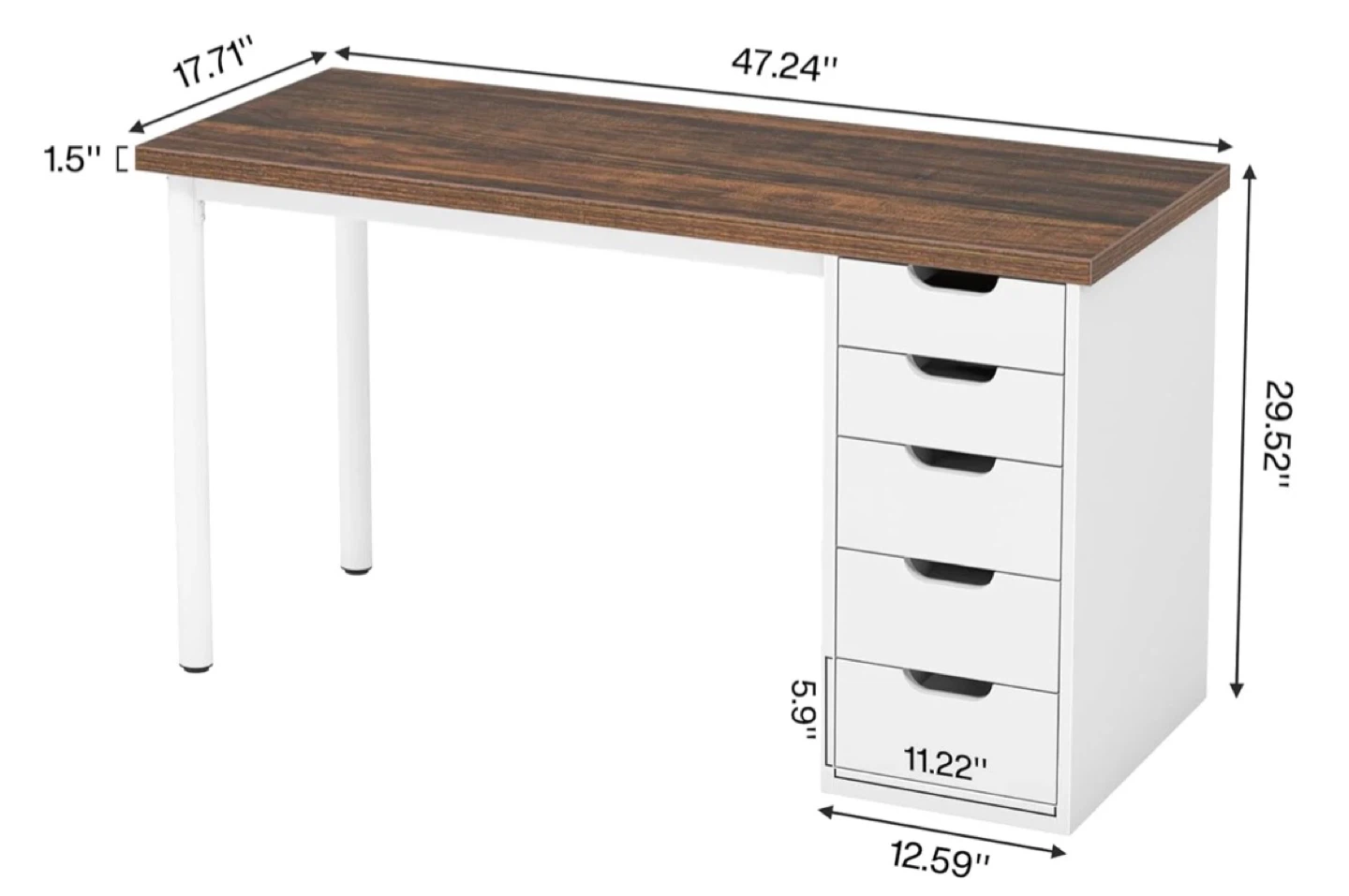 Desk with 5 Drawers - photo 2