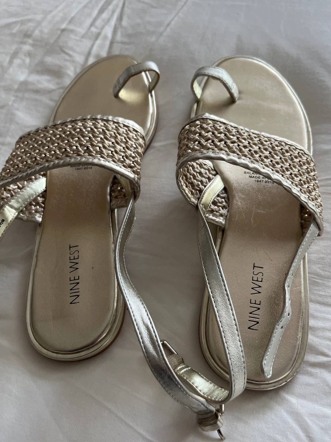 Nine West Gold Woven Strap Sandals - Size 8.5 - photo 3
