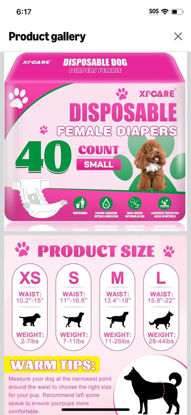 New-XFCare Disposable Female Dog Diapers - Small (40 Count)