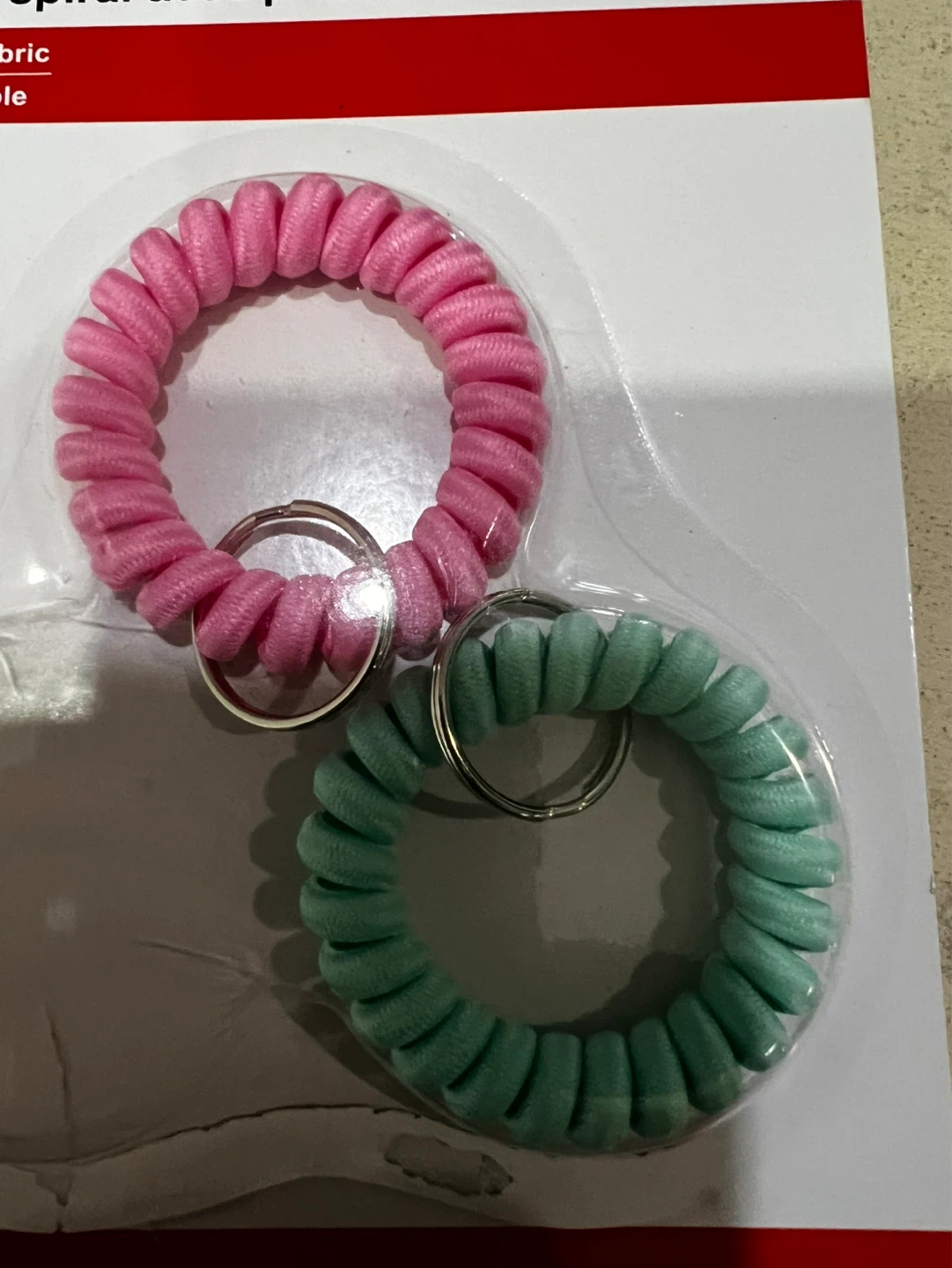 Staples Wrist Coil with Key Ring - Pink and Green - photo 2