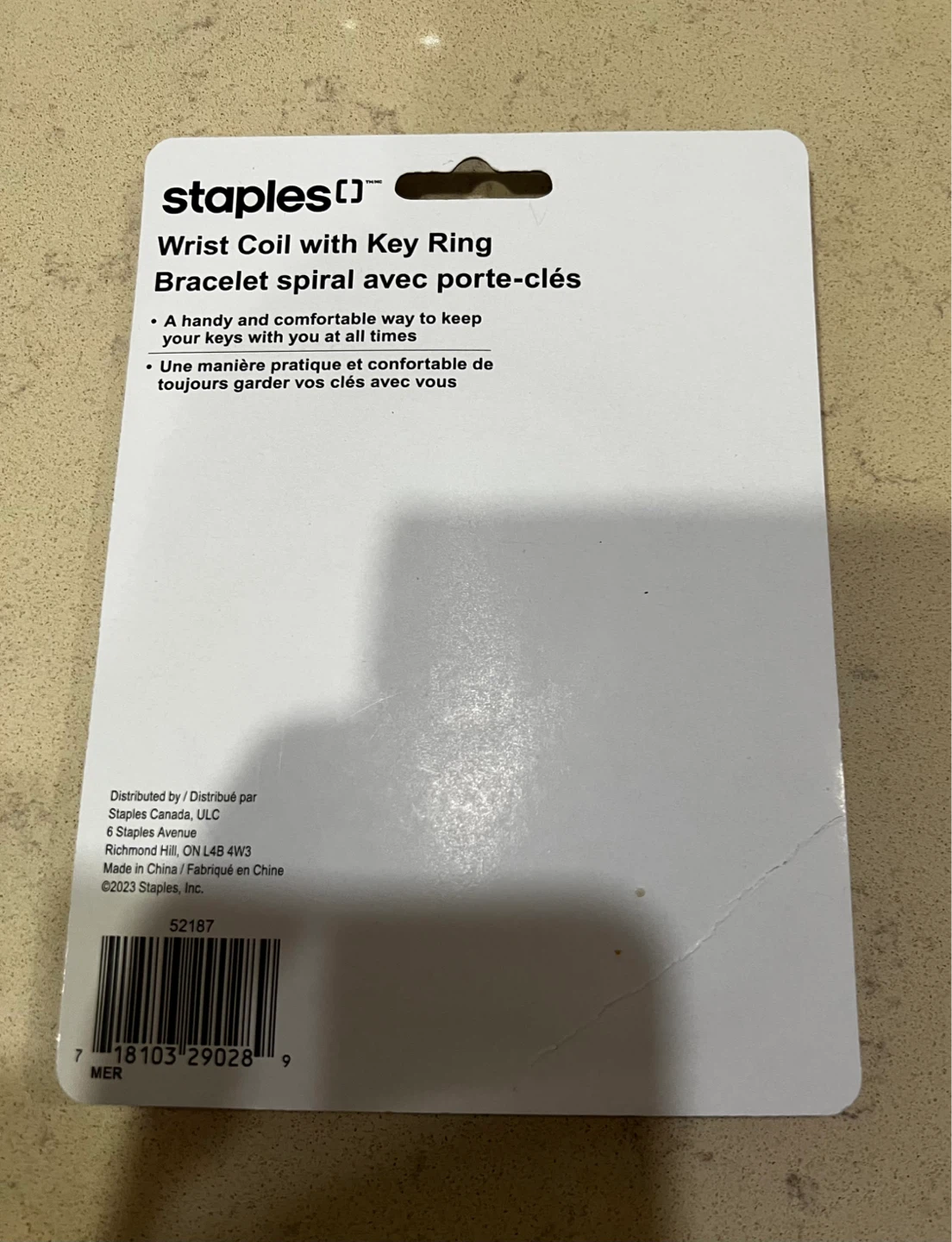 Staples Wrist Coil with Key Ring - Pink and Green - photo 3