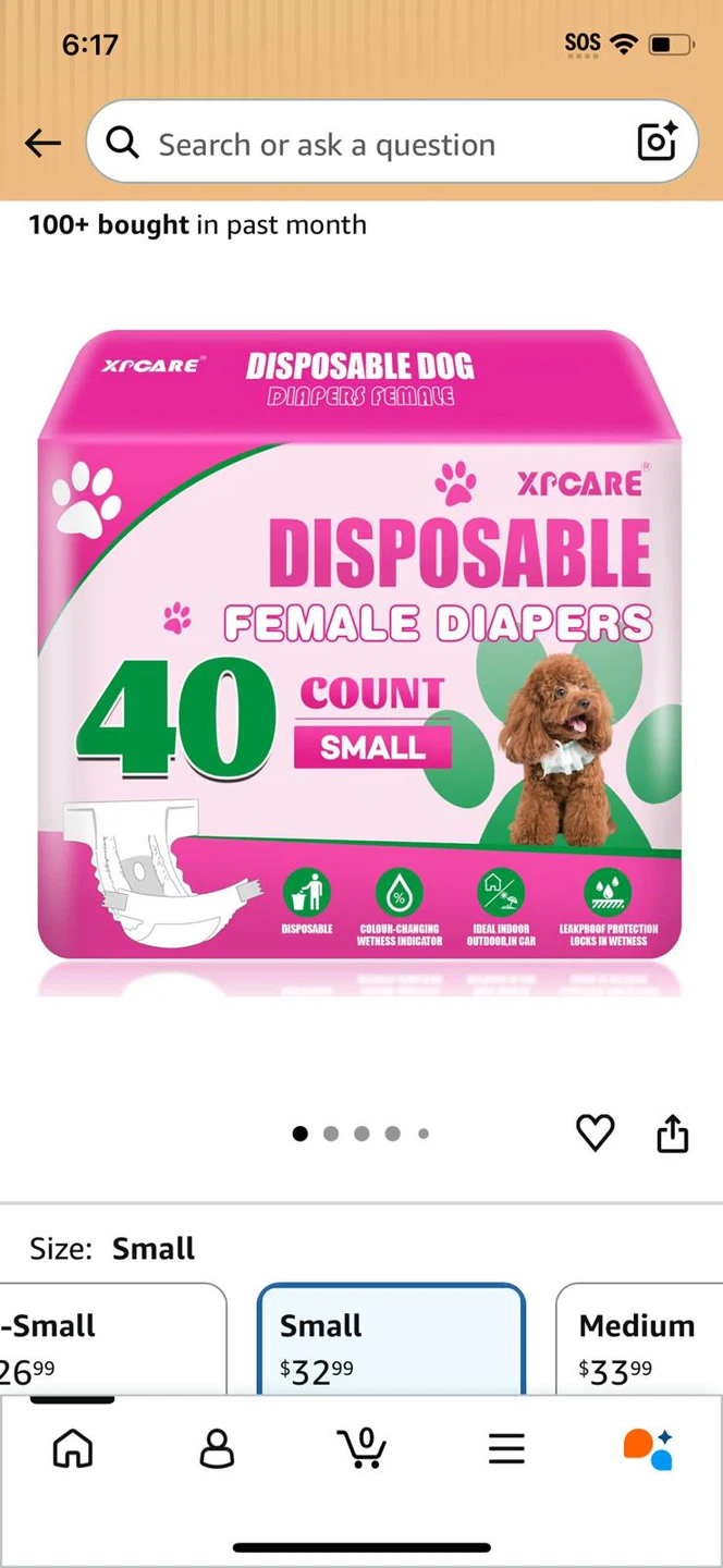 New-XFCare Disposable Female Dog Diapers - Small (40 Count) - photo 2