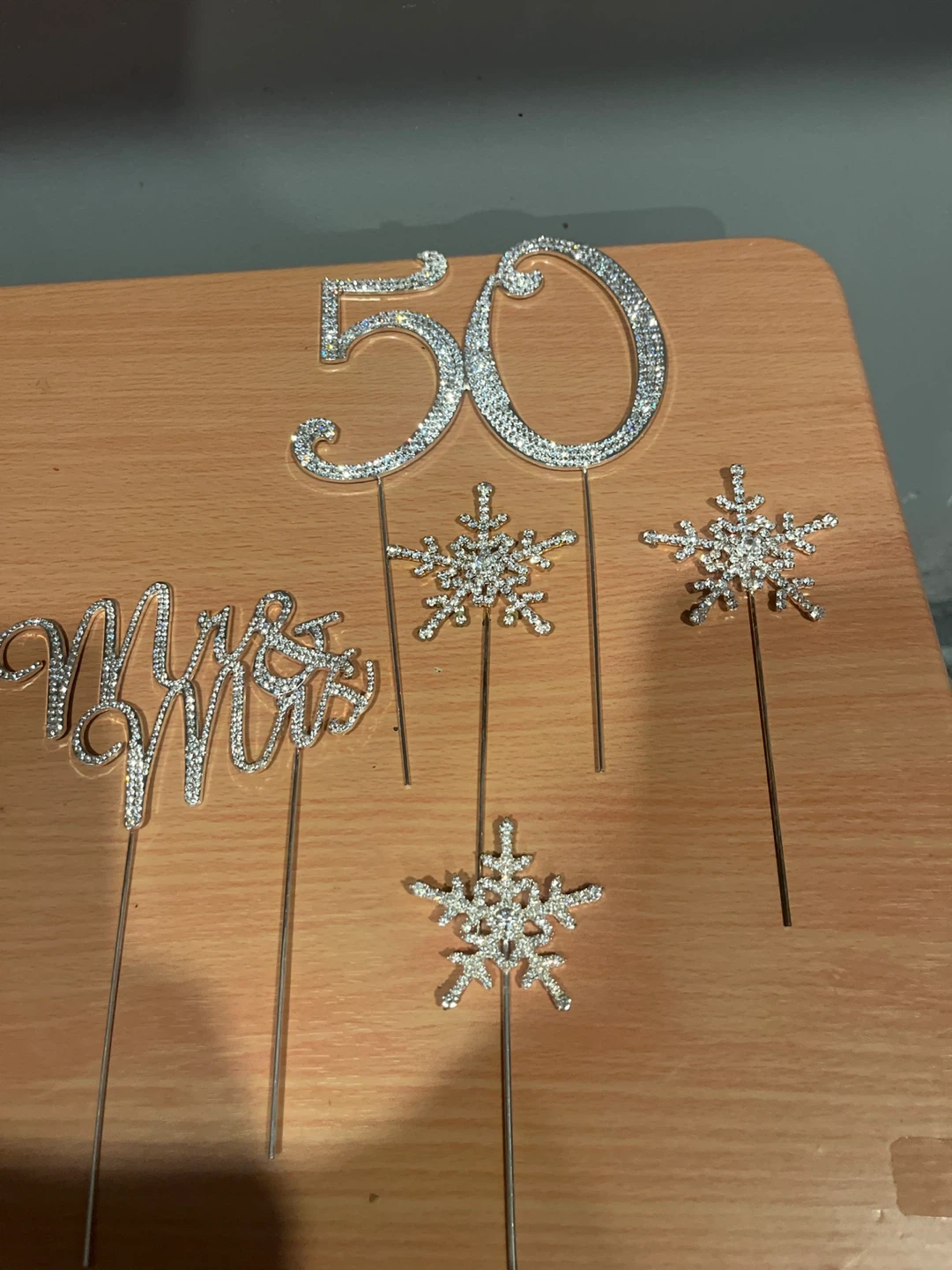 Mr & Mrs "50" Cake Topper Set with Snowflakes