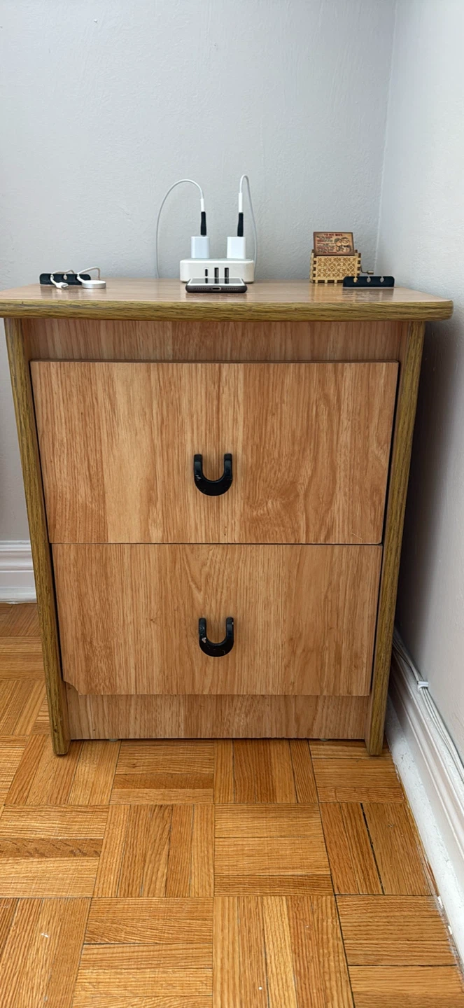 Two-Drawer Nightstand with Wood Finish