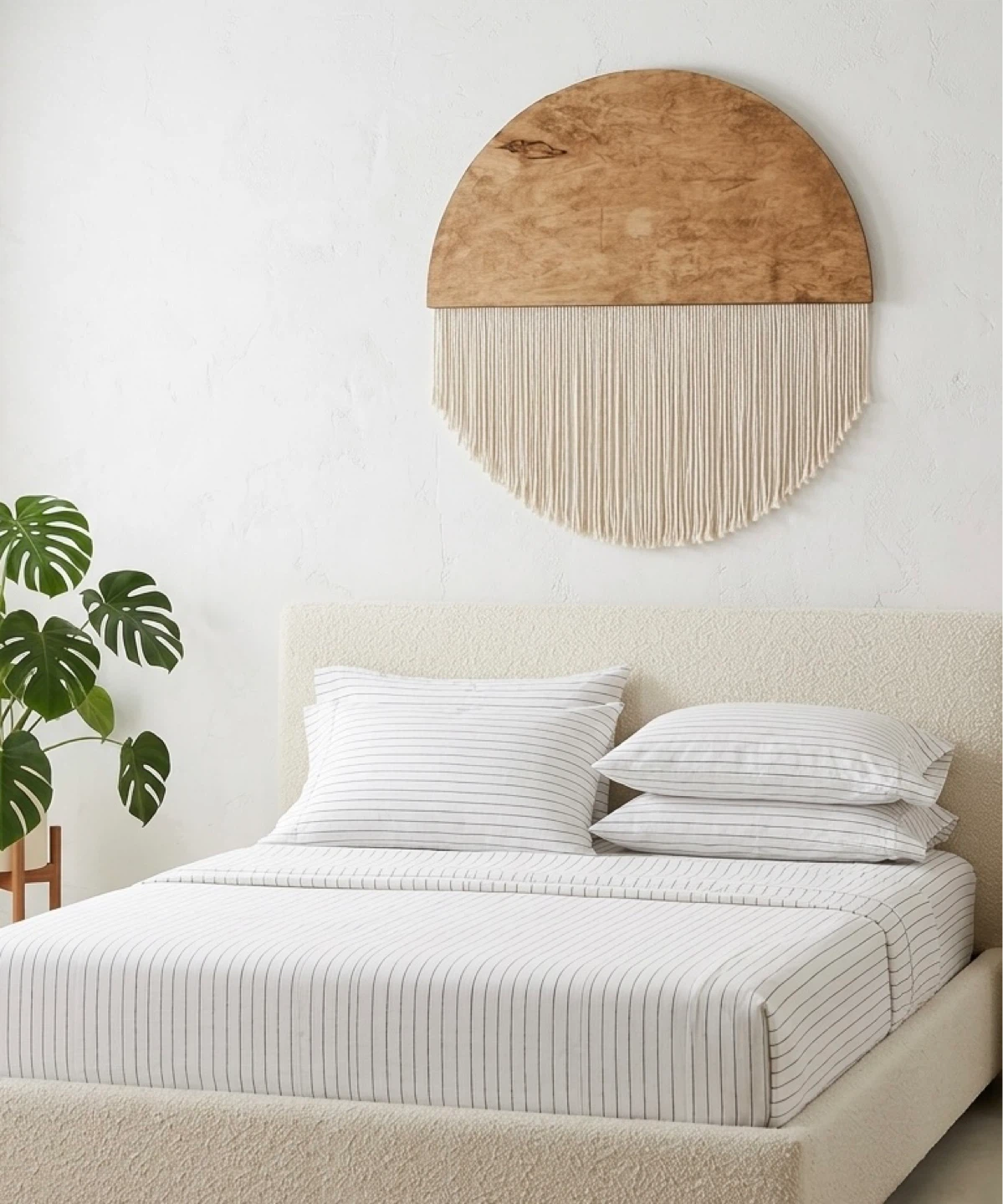 Half Moon Circle Wall Art. Minimalist Macrame Textile