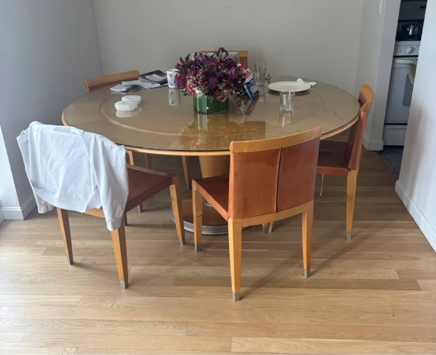 Vintage DDC Leather and Wood Dining set