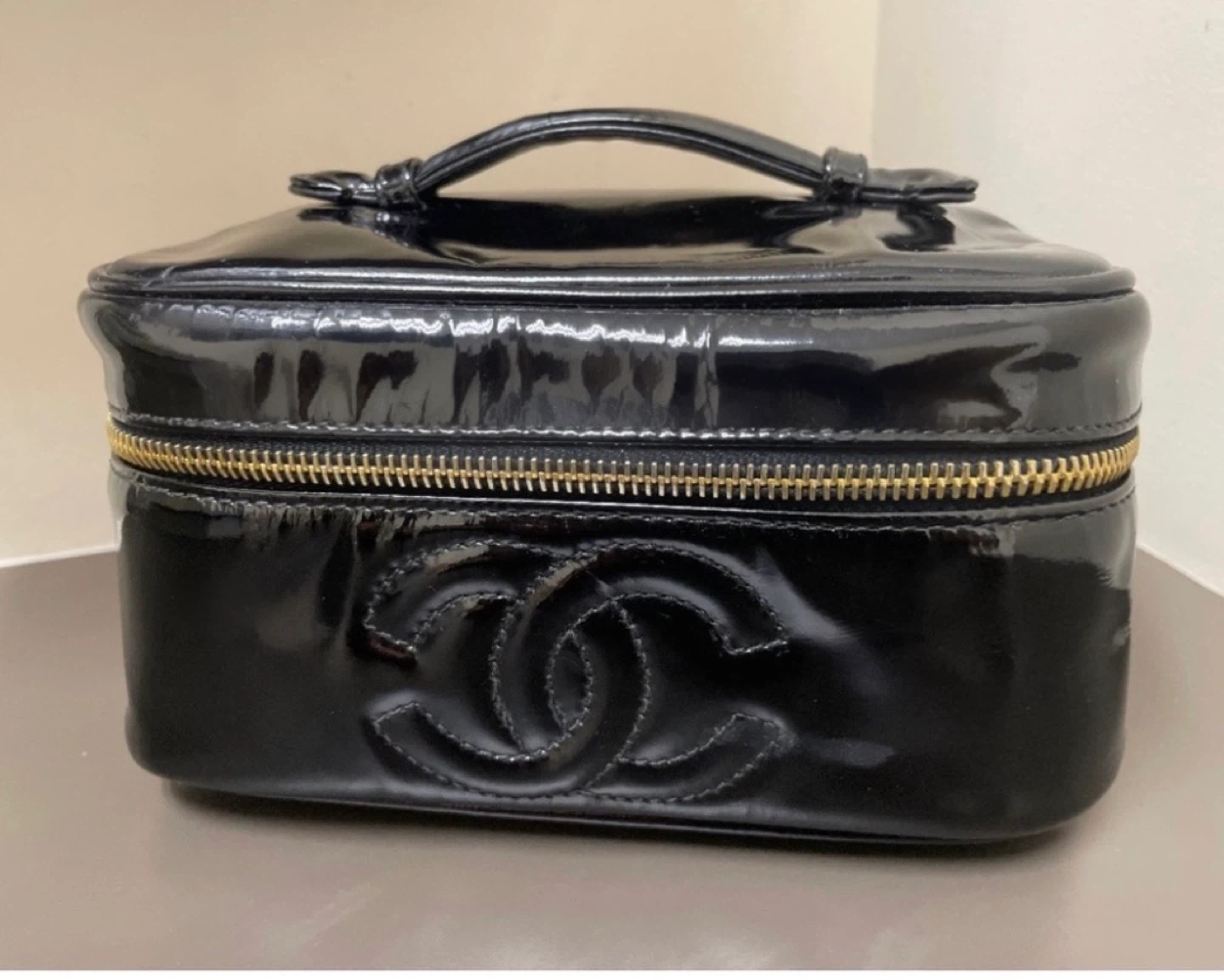 Chanel Black Patent Leather Vanity Case
