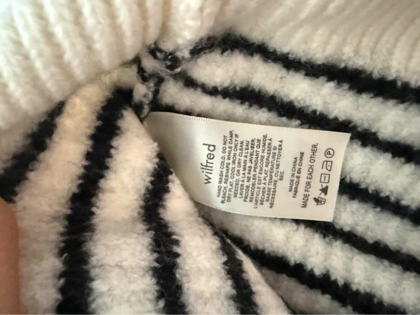 Wilfred Cream & Black Striped Merino Wool Blend Sweater - Size S - photo 4