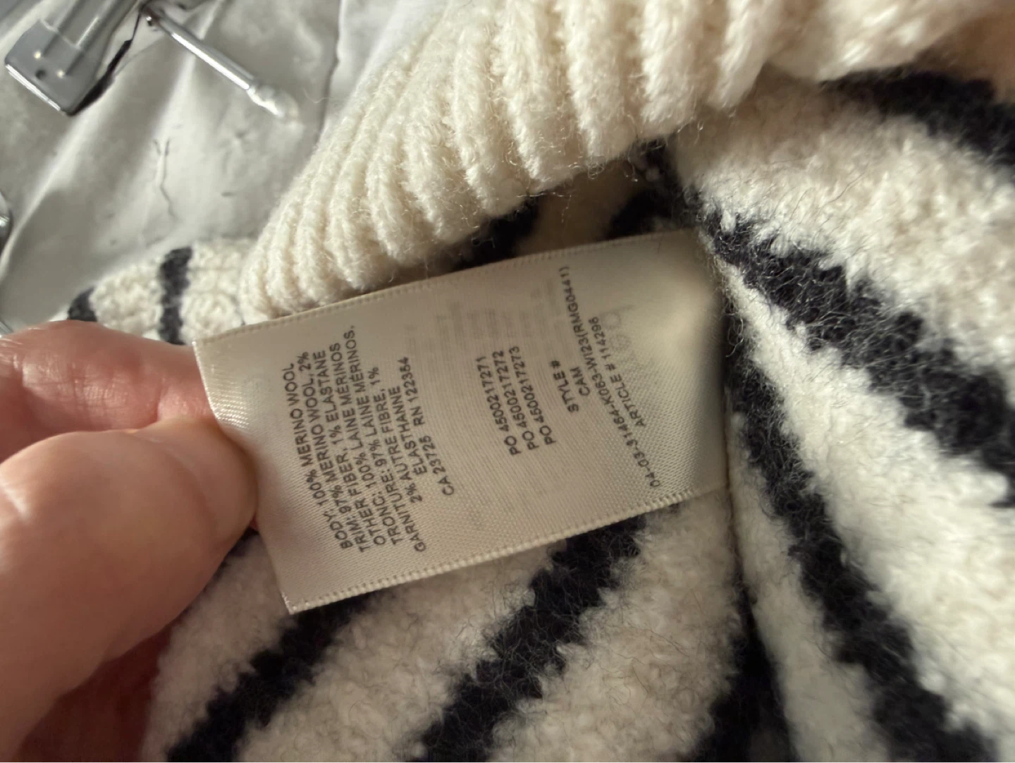 Wilfred Cream & Black Striped Merino Wool Blend Sweater - Size S - photo 5