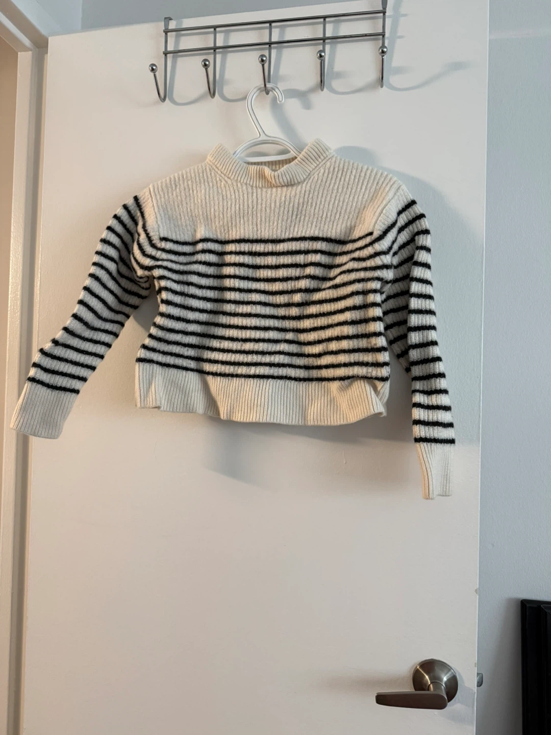 Wilfred Cream & Black Striped Merino Wool Blend Sweater - Size S